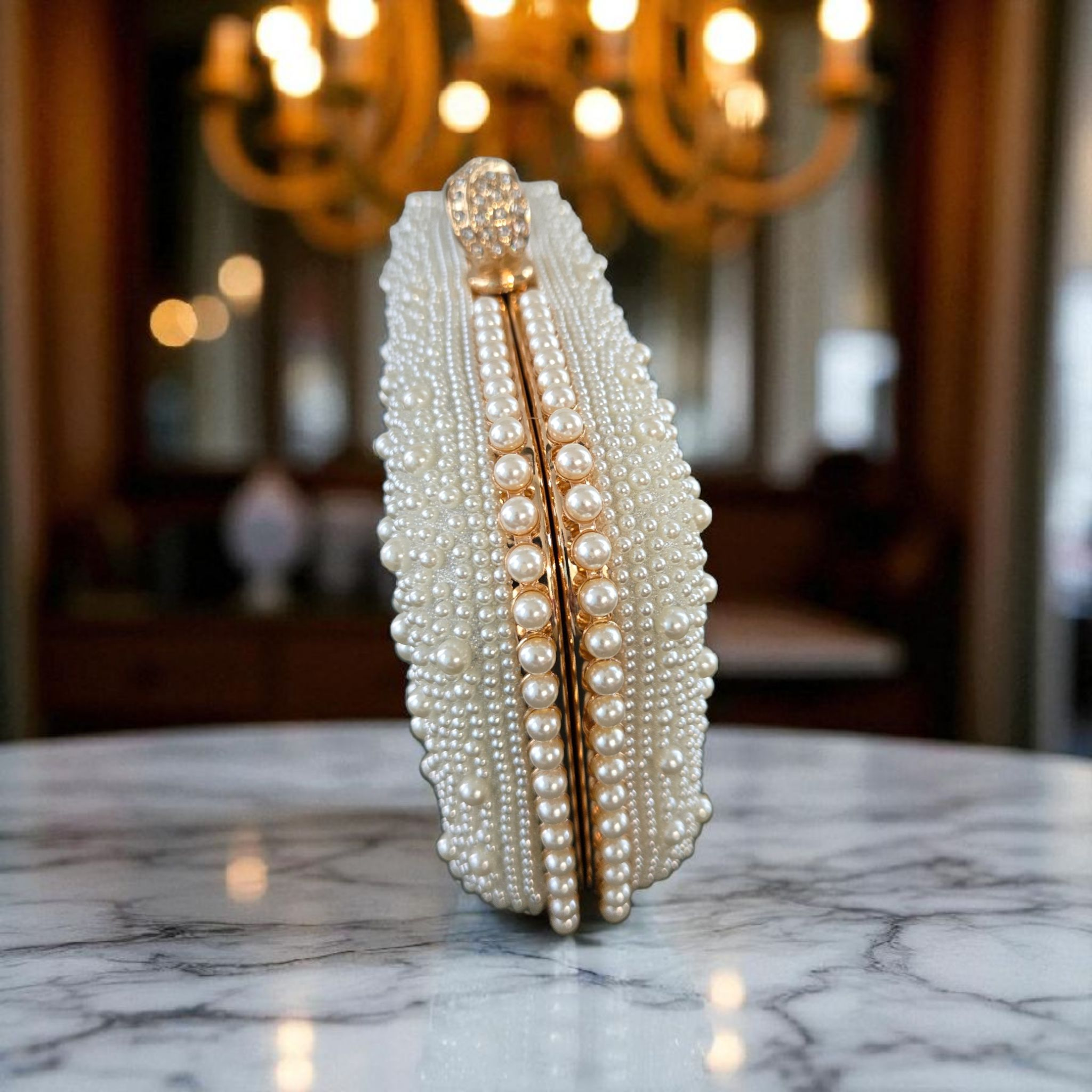 Beaded Pearl Clutch – Elegant Bridal Handbag