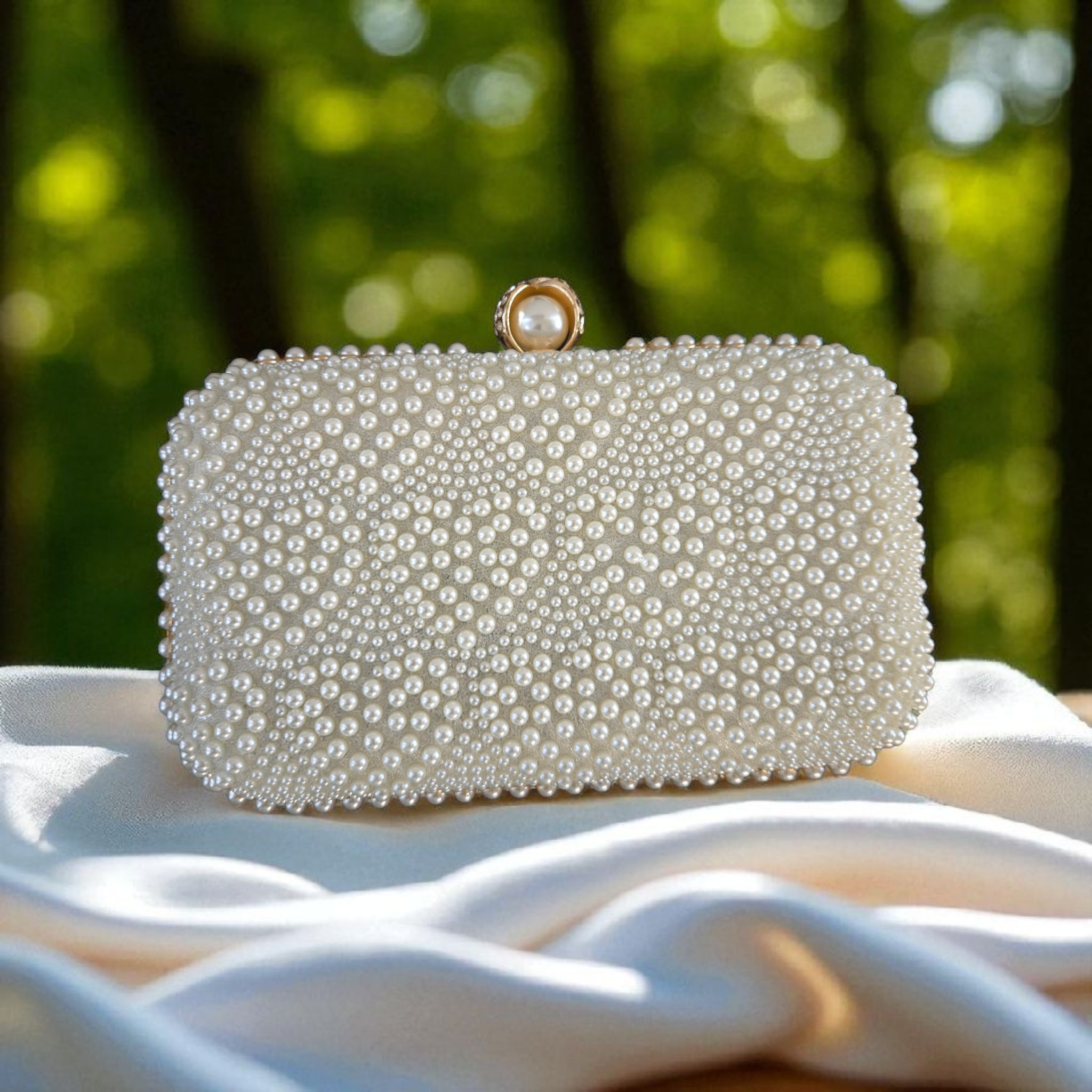 Beaded Pearl Clutch – Elegant Bridal Handbag