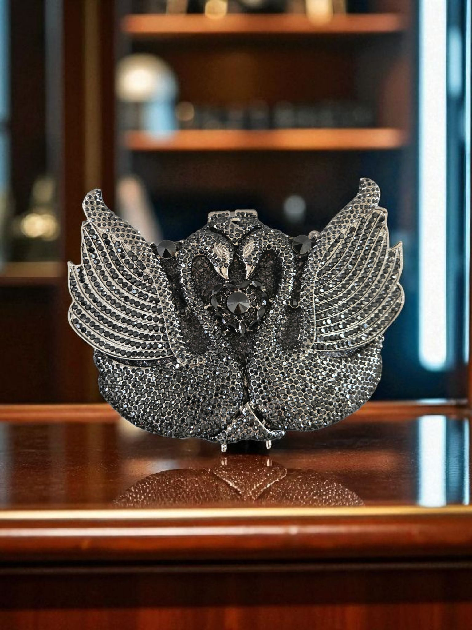 Swan Crystal Clutch – Luxury Evening Handbag (Pink, Black, Gold, Silver)