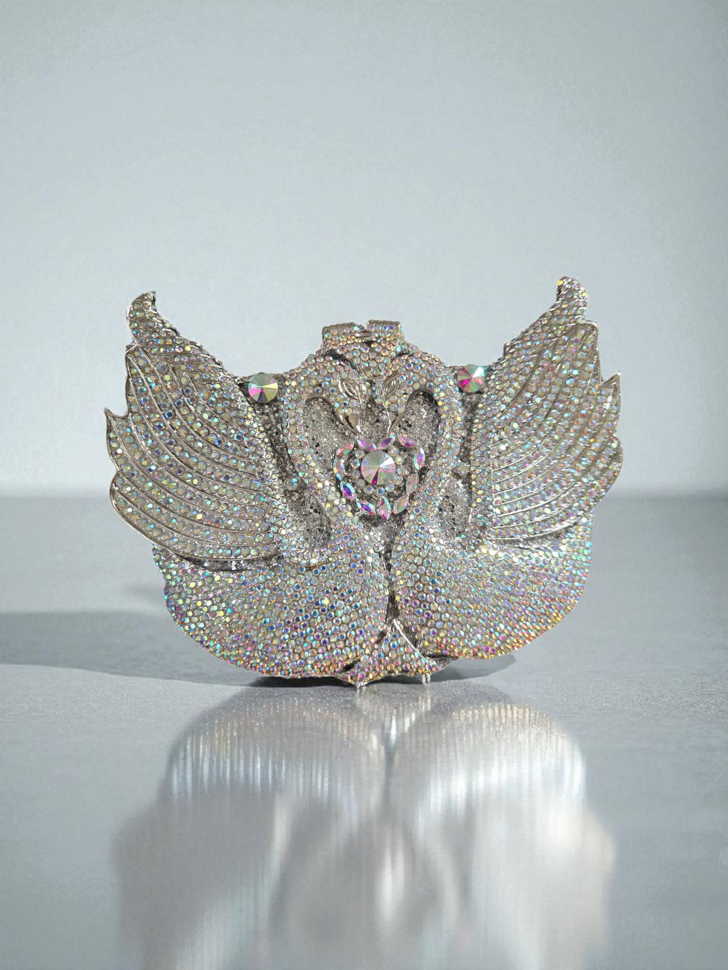 Swan Crystal Clutch – Luxury Evening Handbag (Silver, Pink, Black, Gold)
