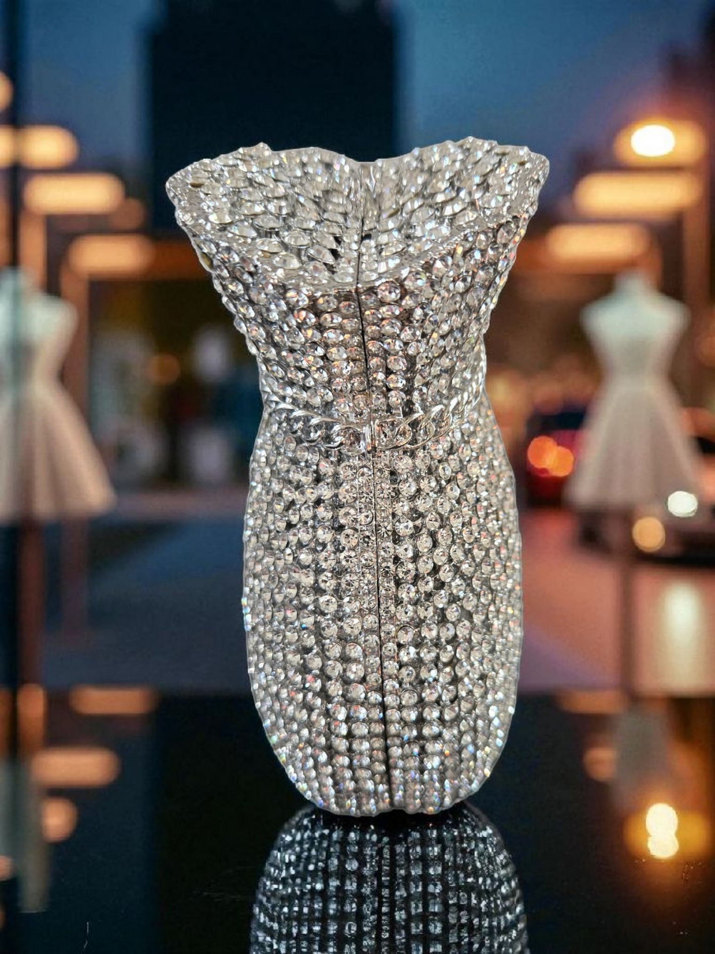 Crystal Money Bag Clutch – Luxury Statement Purse (Silver & Gold)