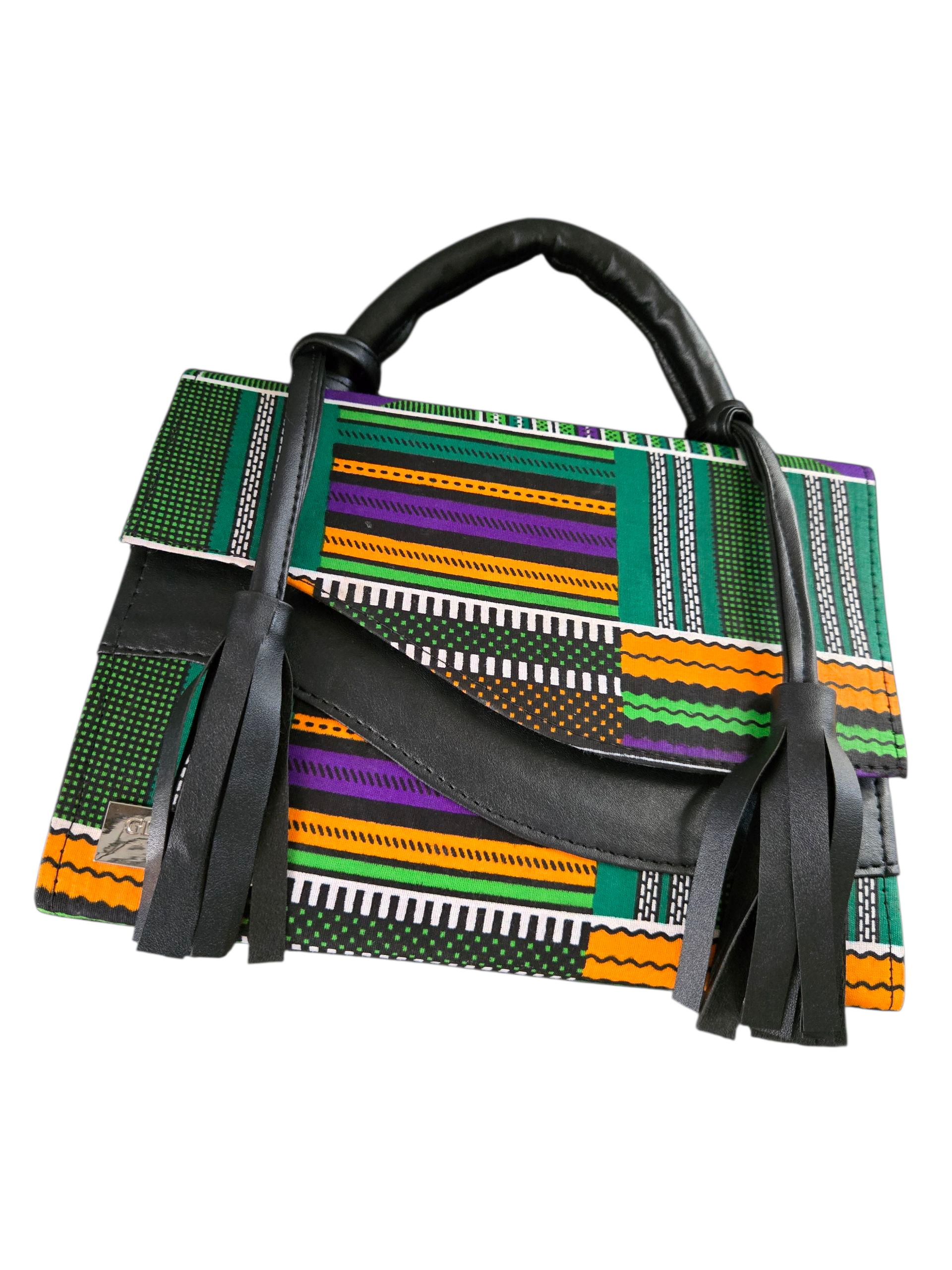 Bolso de mano estructurado Ankara con estampado Gidi Vibes – Bolso de moda Heritage