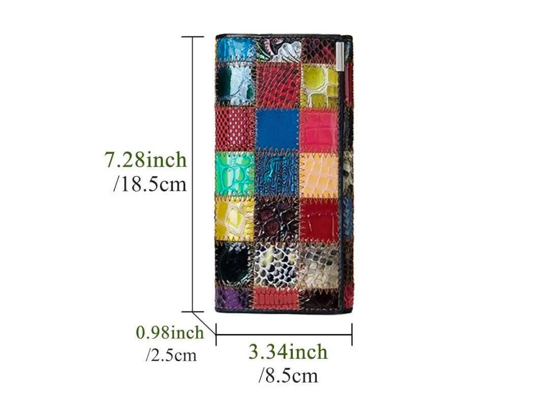Genuine Leather Exotic Patchwork Wallet – Multicolor