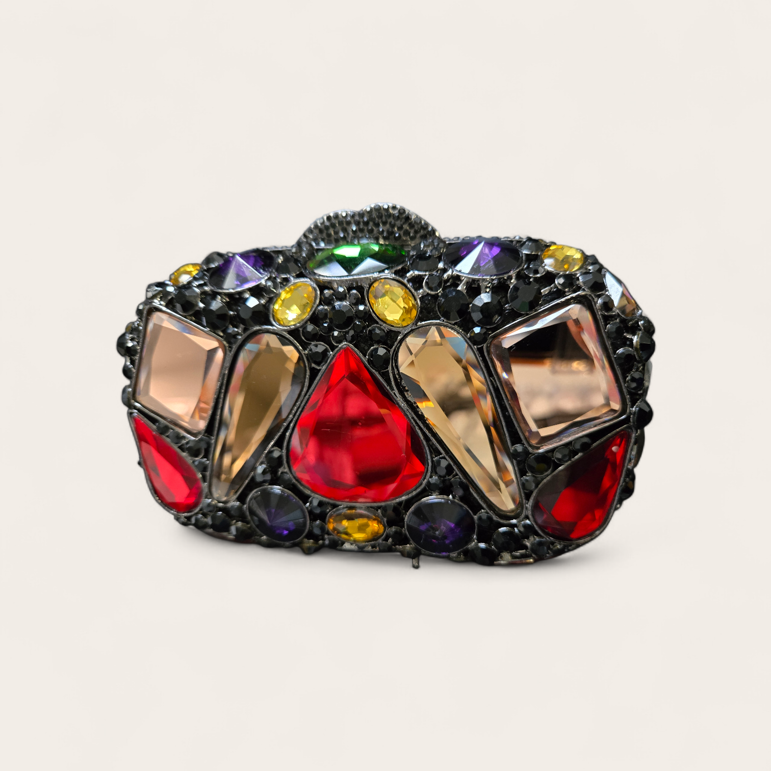 Zaria Crystal Dome Clutch – Multicolor Jewel Evening Bag