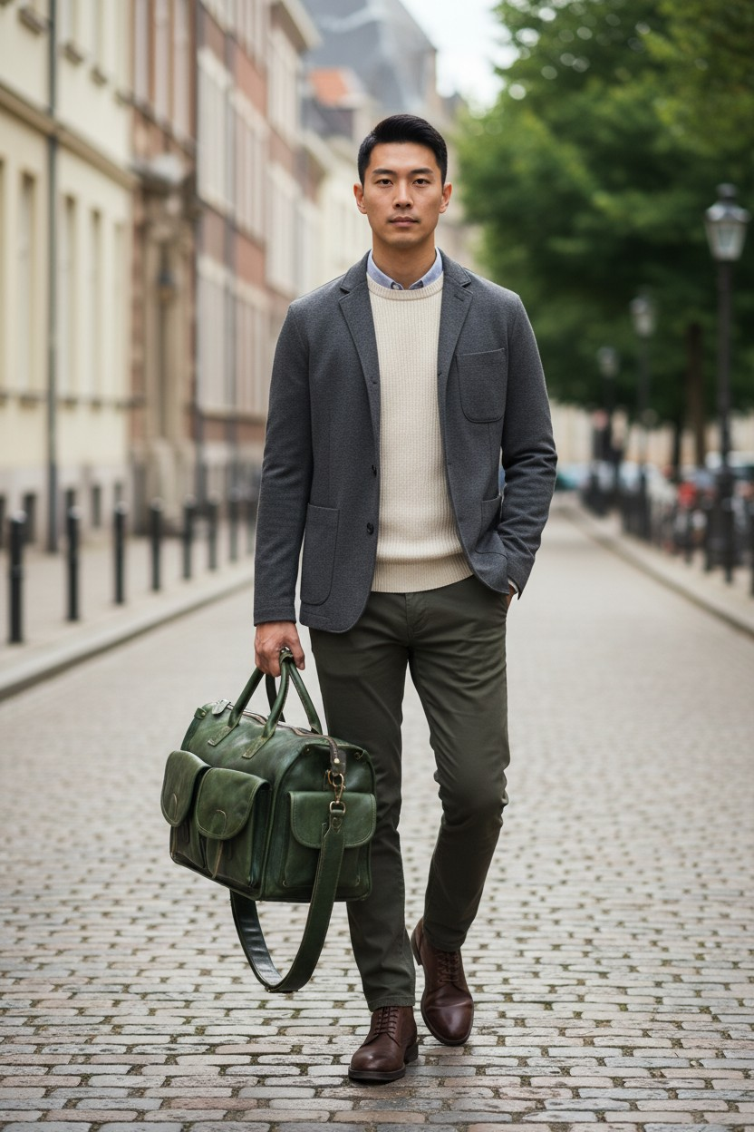 Classic 19" Genuine Leather Travel Bag