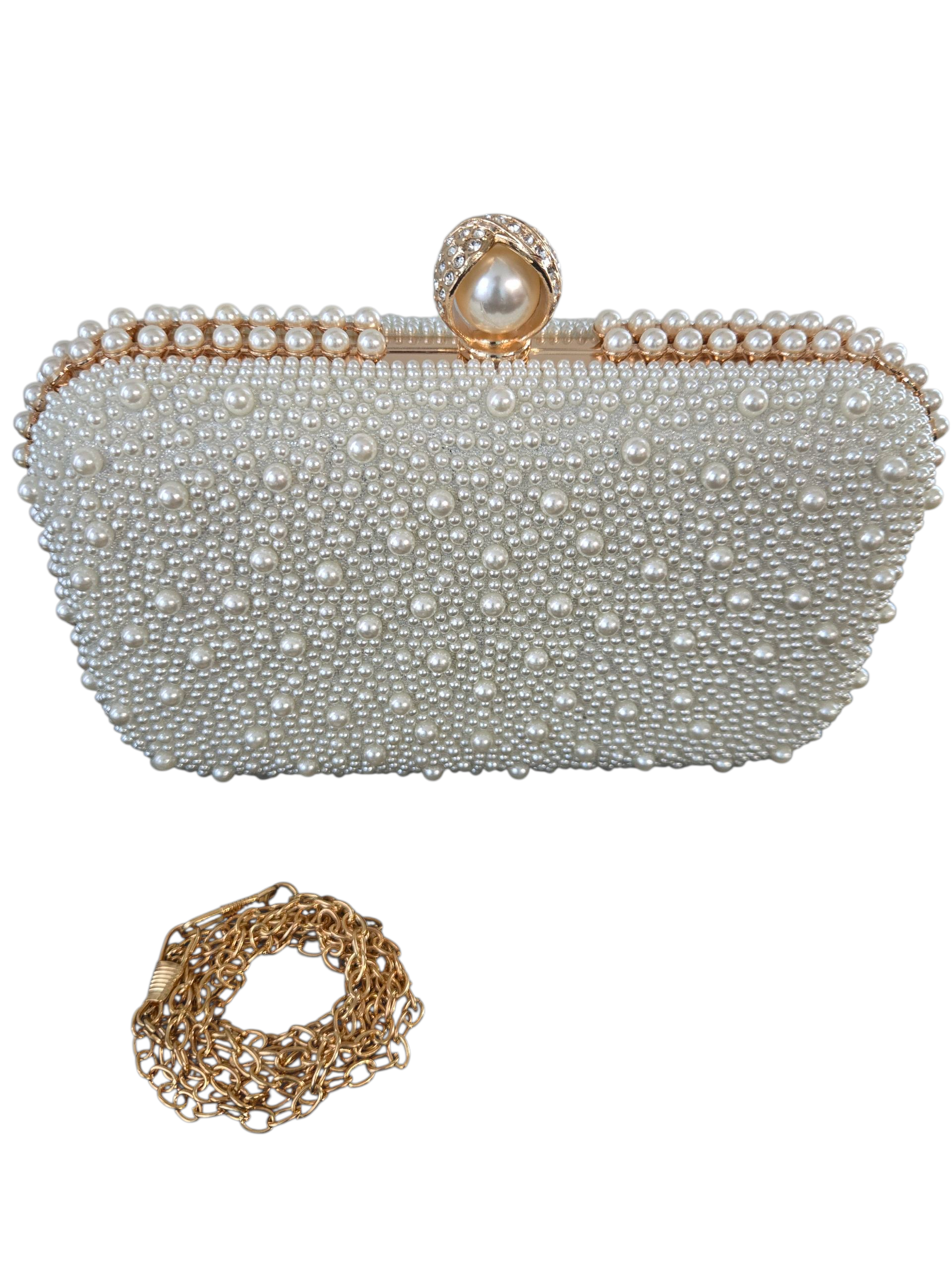 Luxury Beaded Pearl Clutch – Elegant Bridal Handbag