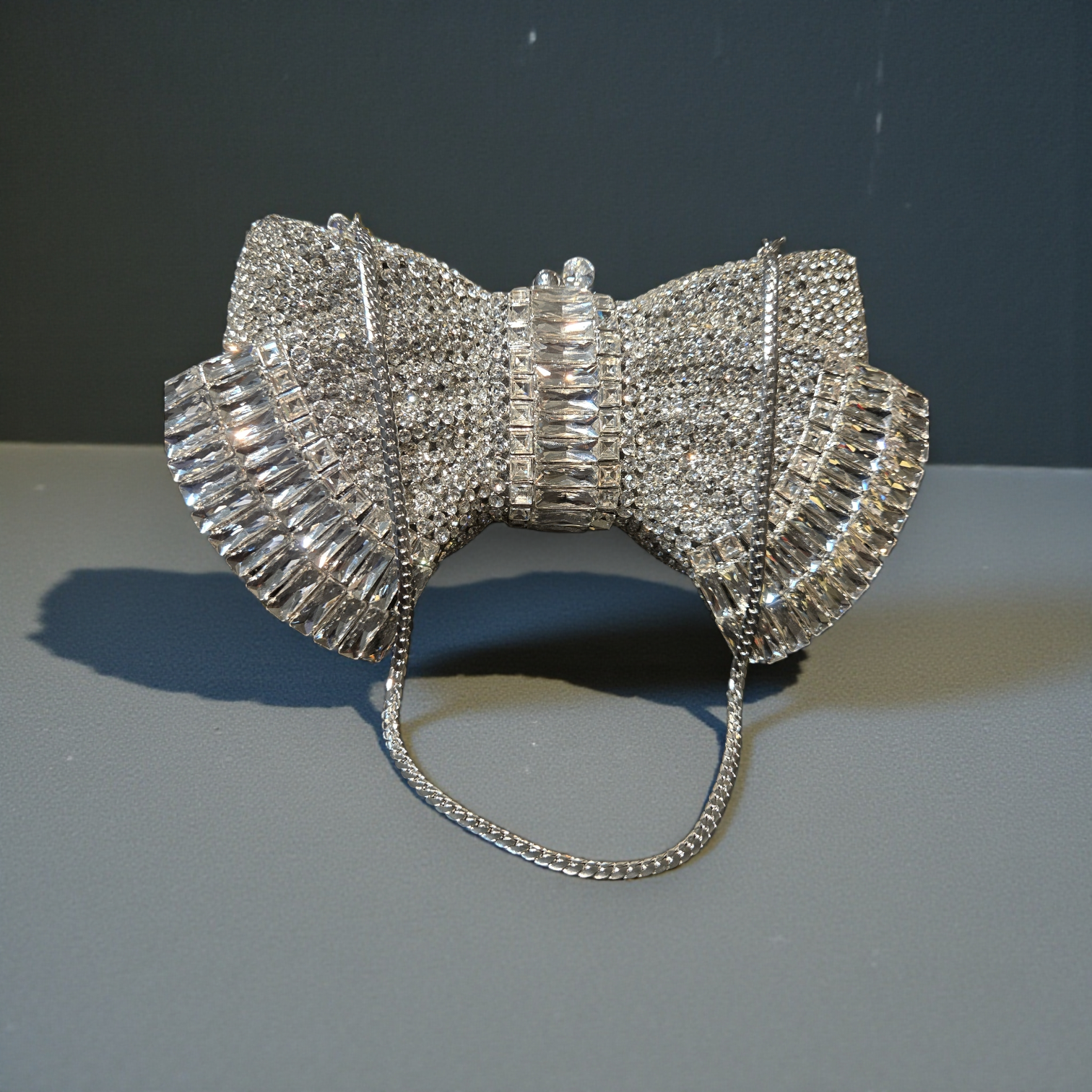 The Opulence Bow Crystal Clutch – Couture Statement Evening Bag