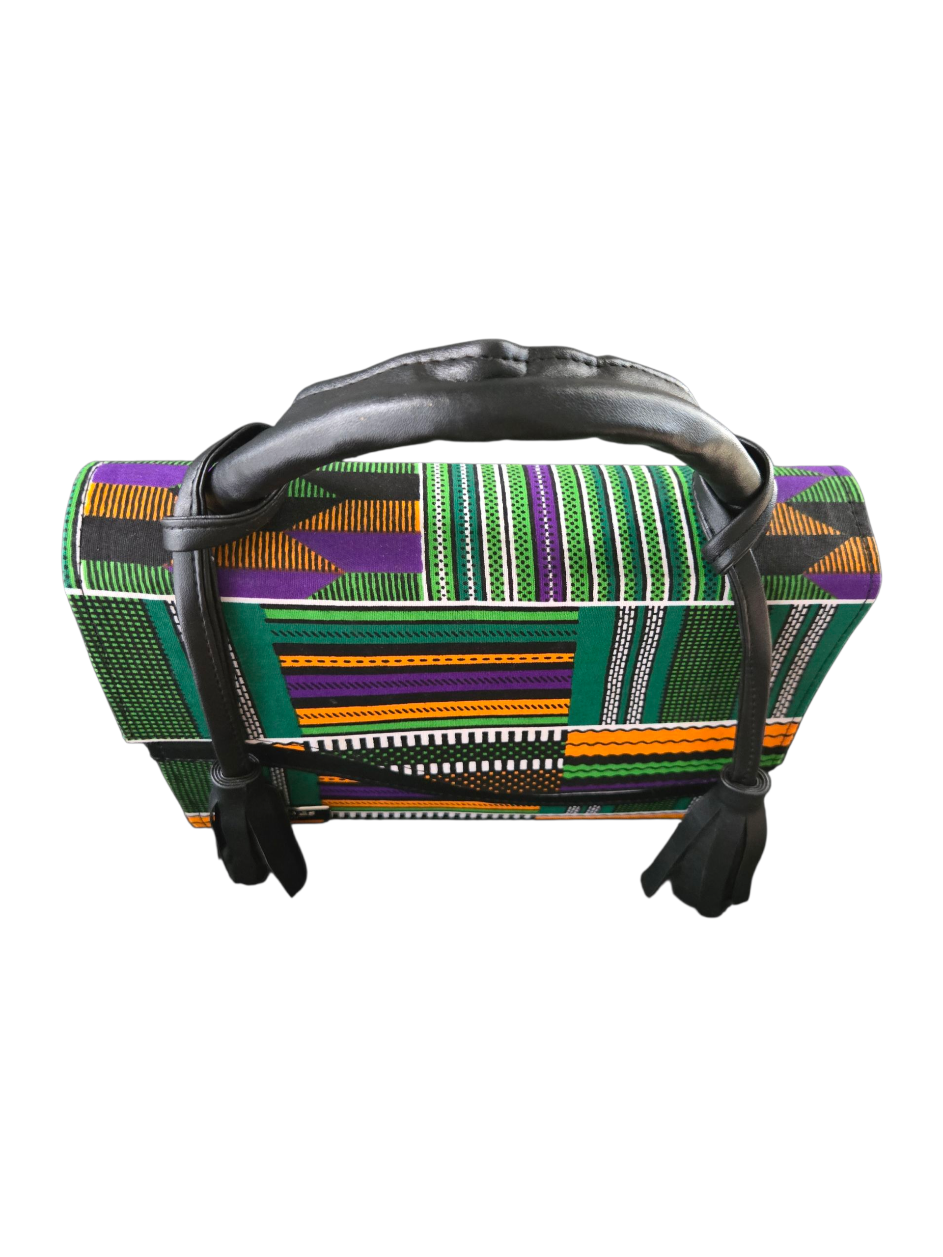 Bolso de mano estructurado Ankara con estampado Gidi Vibes – Bolso de moda Heritage