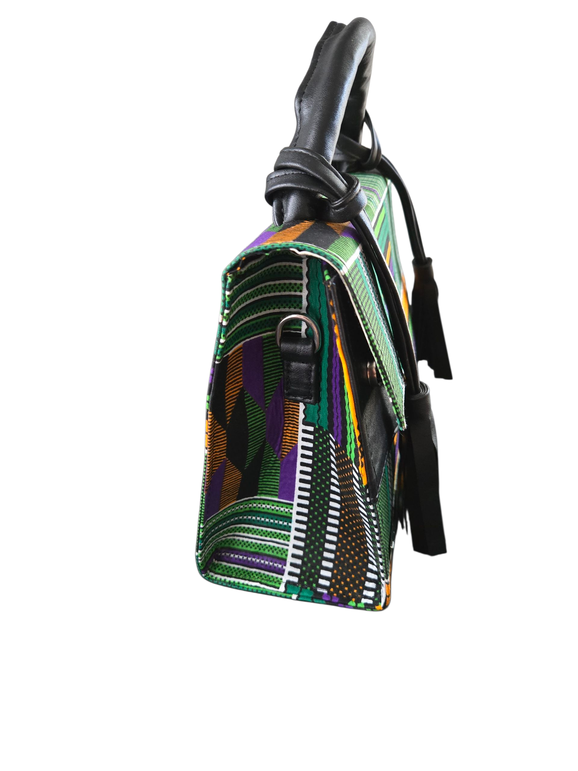 Bolso de mano estructurado Ankara con estampado Gidi Vibes – Bolso de moda Heritage
