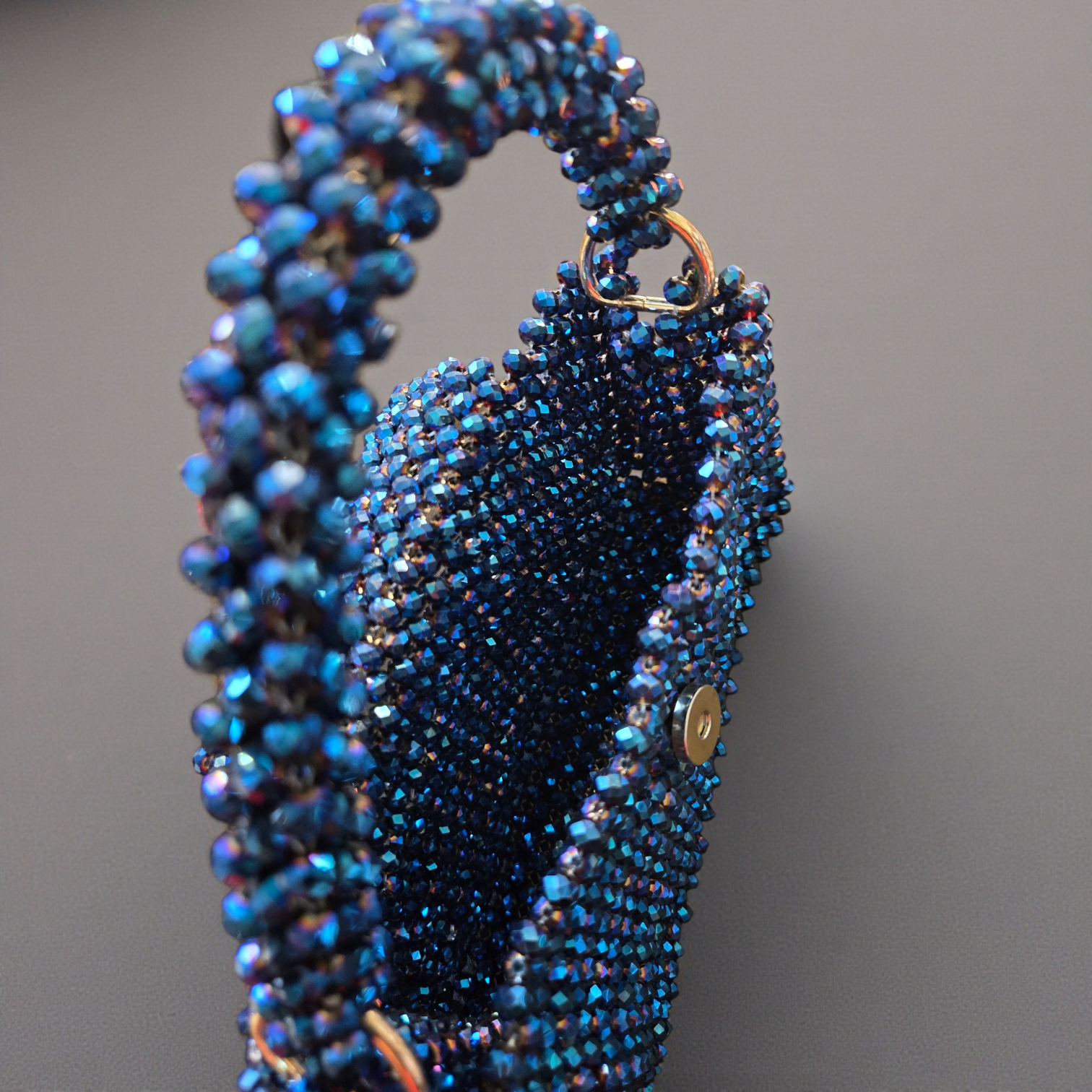 Midnight Sapphire Crystal Mini Bag – Luxury Beaded Evening Handbag