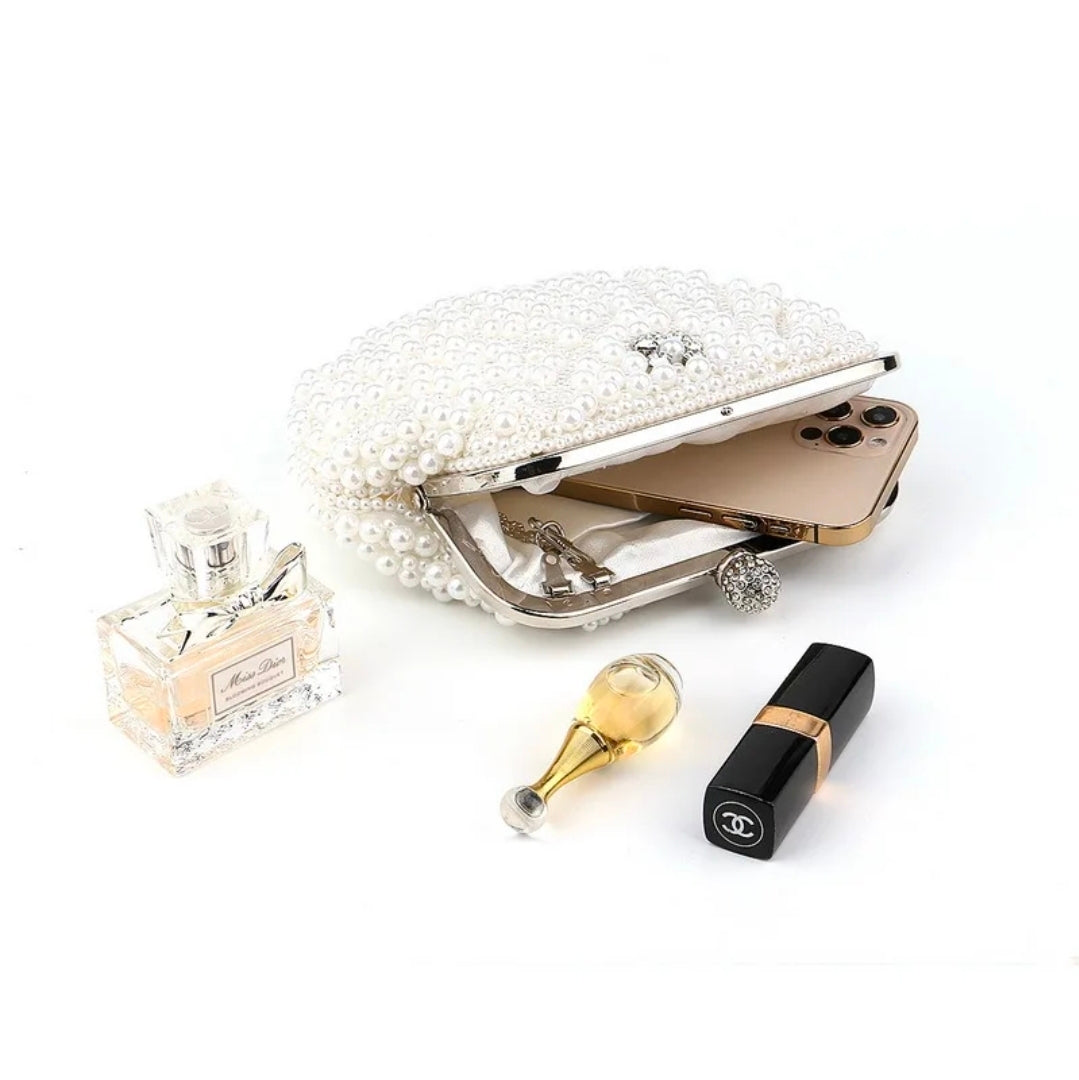 Pearl Scallop-Shaped Handbag – Luxury Bridal Evening Bag