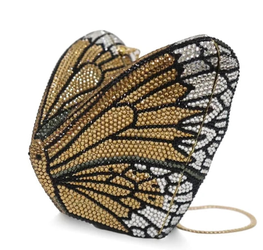 Crystal Butterfly Wing Clutch – Luxury Multicolor Statement Bag
