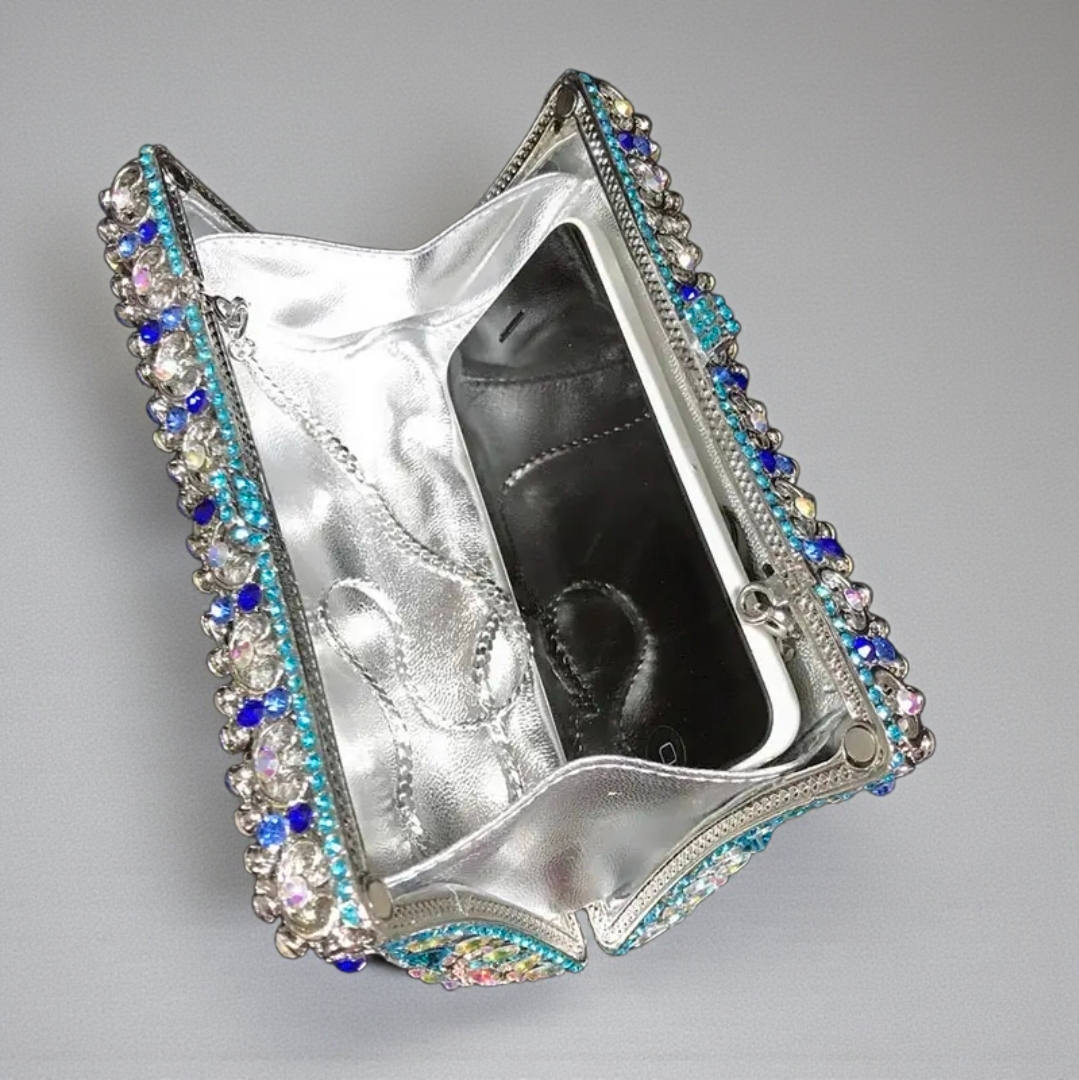 Celeste Royale Crystal Clutch – Hand-Embellished Evening Bag