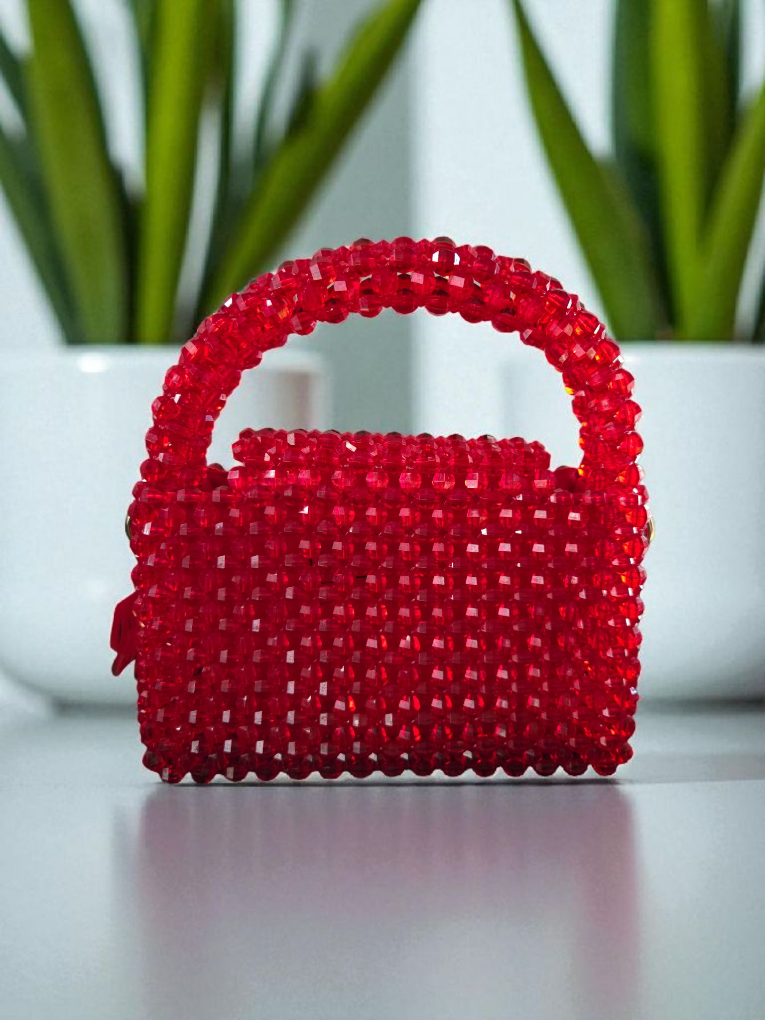 Gidi Vibes Beaded Feather Handbag – Luxury Statement Bag Red