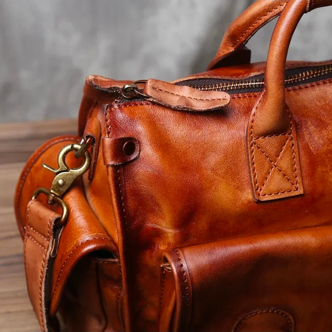 Men’s Genuine Leather Vintage Briefcase – Classic Brown Business Bag