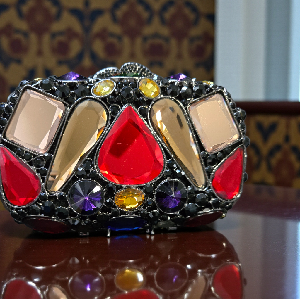 Zaria Crystal Dome Clutch – Multicolor Jewel Evening Bag