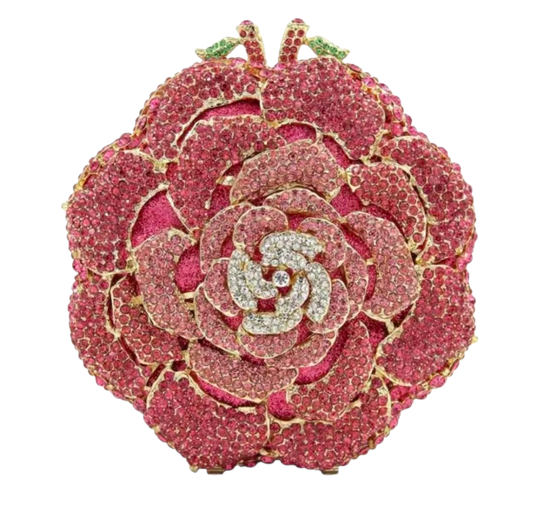 Crystal Rose Clutch – Luxury Floral Bridal Evening Bag