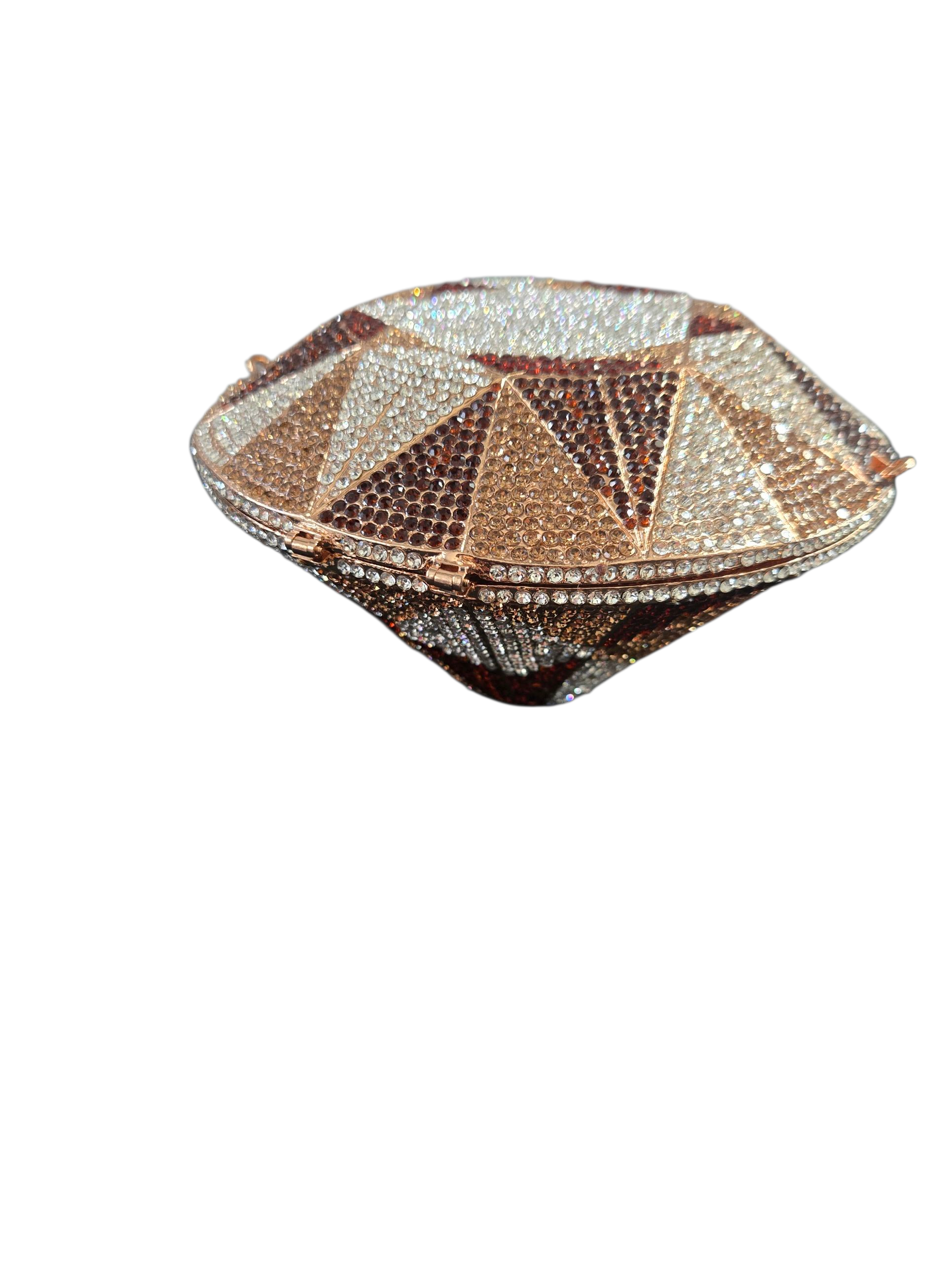 Diamond Cut Crystal Clutch – Luxury Round Rhinestone Evening Bag (Silver, Gold, Multi)