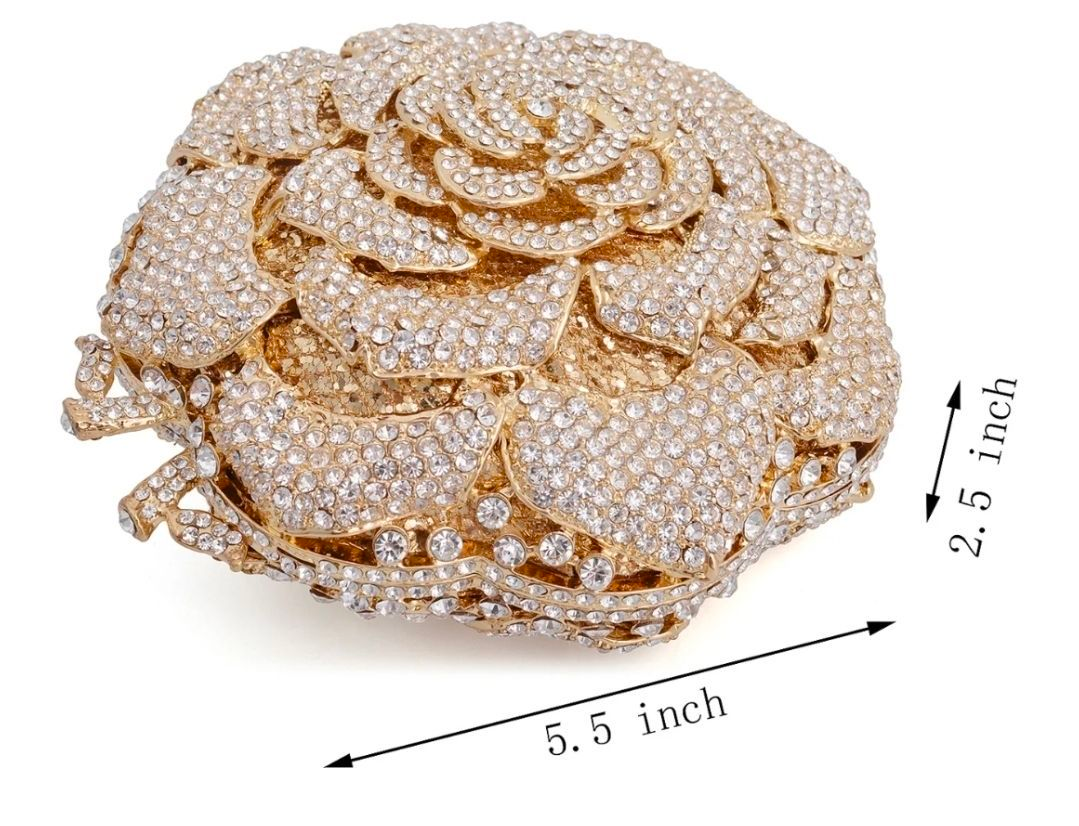 Crystal Rose Clutch – Luxury Floral Bridal Evening Bag