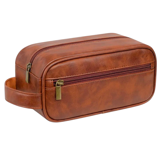 Men’s Leather Toiletry & Travel Organizer Bag – Black, Brown & Blue