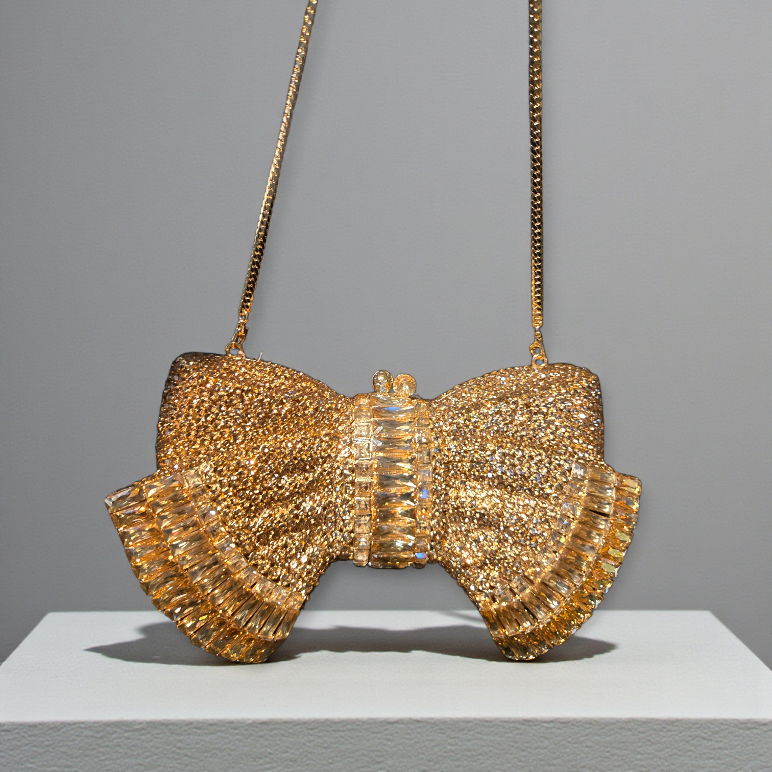 The Opulence Bow Crystal Clutch – Couture Statement Evening Bag
