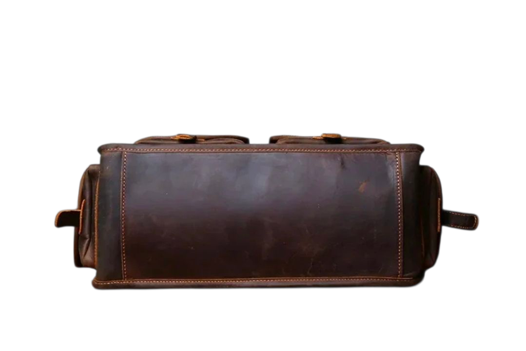 Men’s Genuine Leather Executive Briefcase – Dark Brown Vintage Design