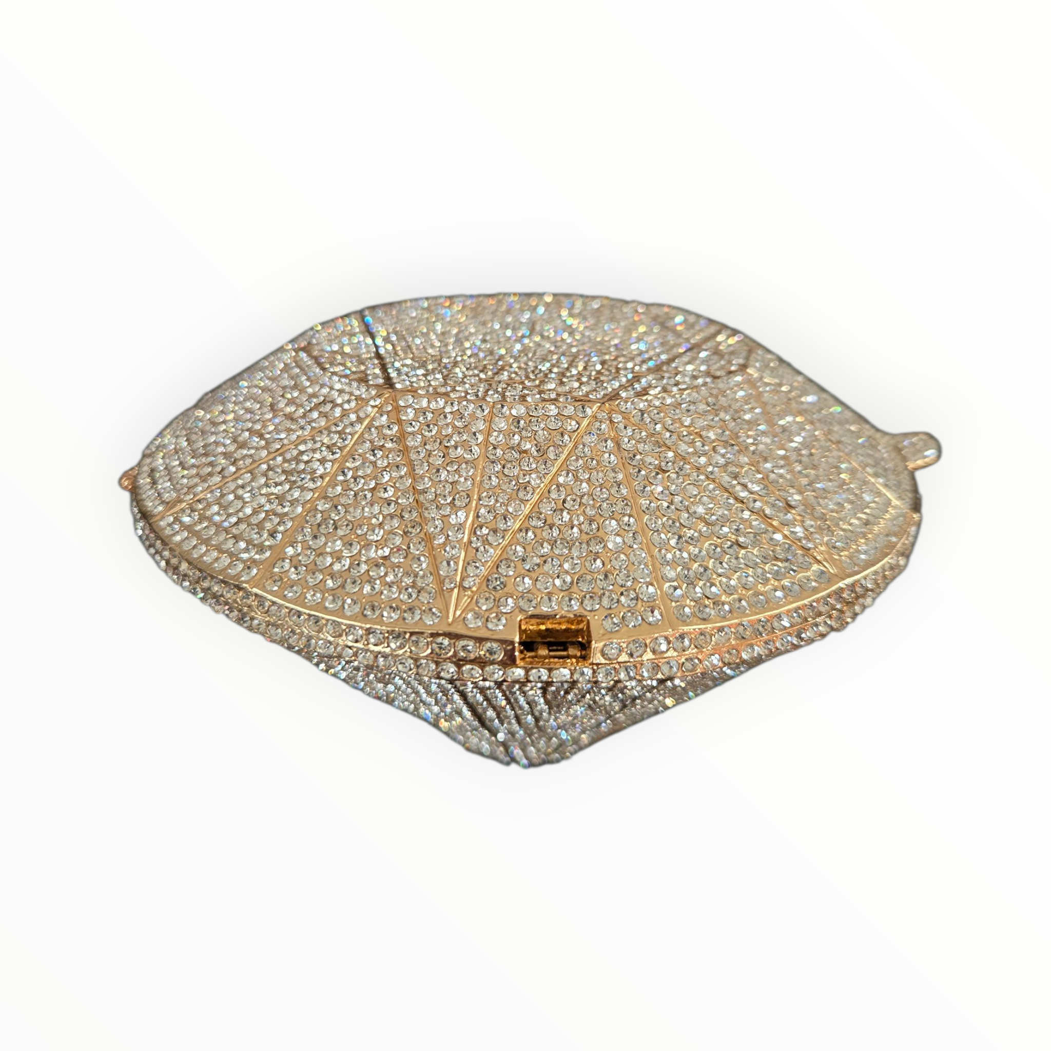 Diamond Cut Crystal Clutch – Luxury Round Rhinestone Evening Bag Silver/Gold