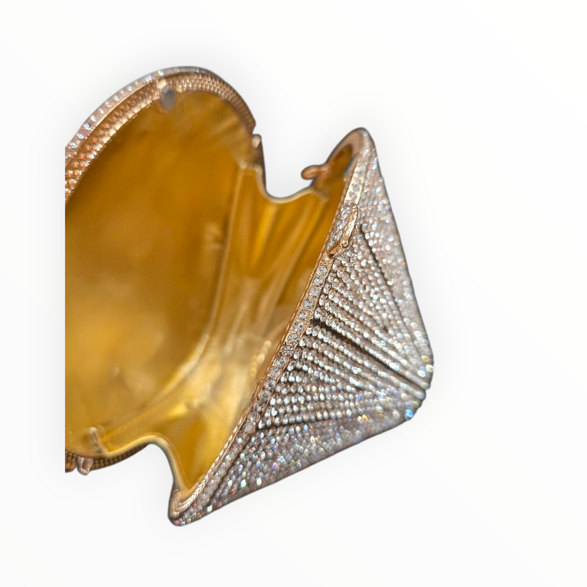 Diamond Cut Crystal Clutch – Luxury Round Rhinestone Evening Bag Silver/Gold