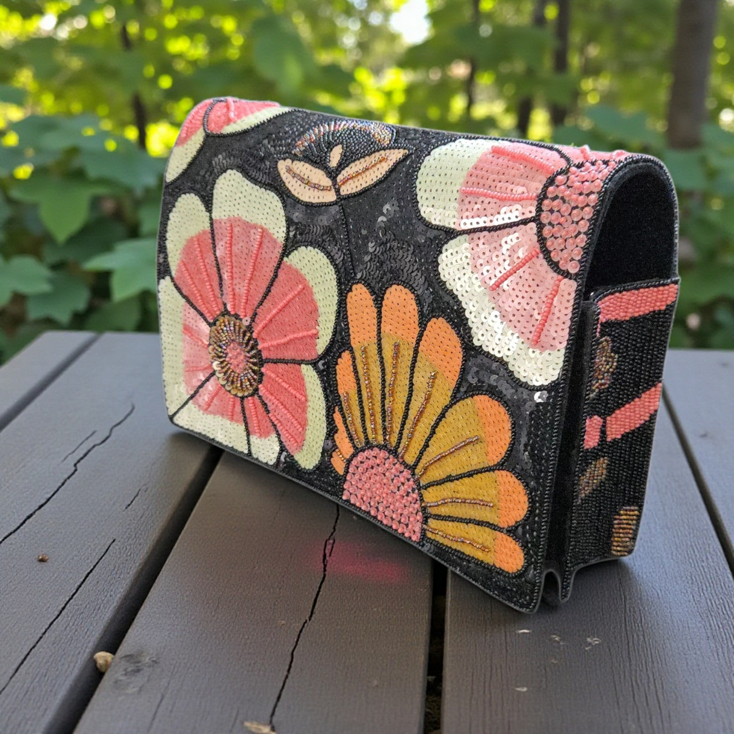 Luxury Floral Sequin Shoulder Bag