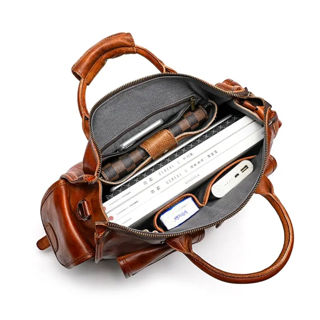 Men’s Genuine Leather Vintage Briefcase – Classic Brown Business Bag