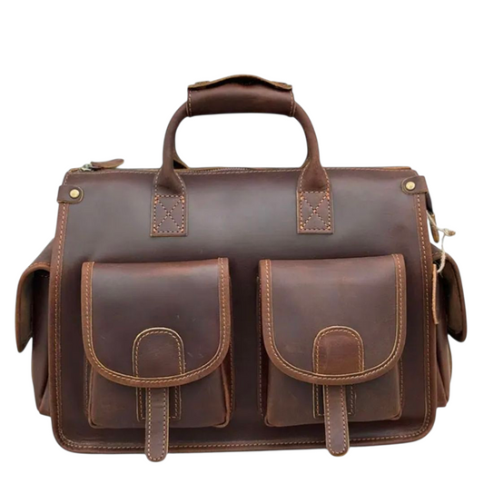 Men’s Genuine Leather Executive Briefcase – Dark Brown Vintage Design