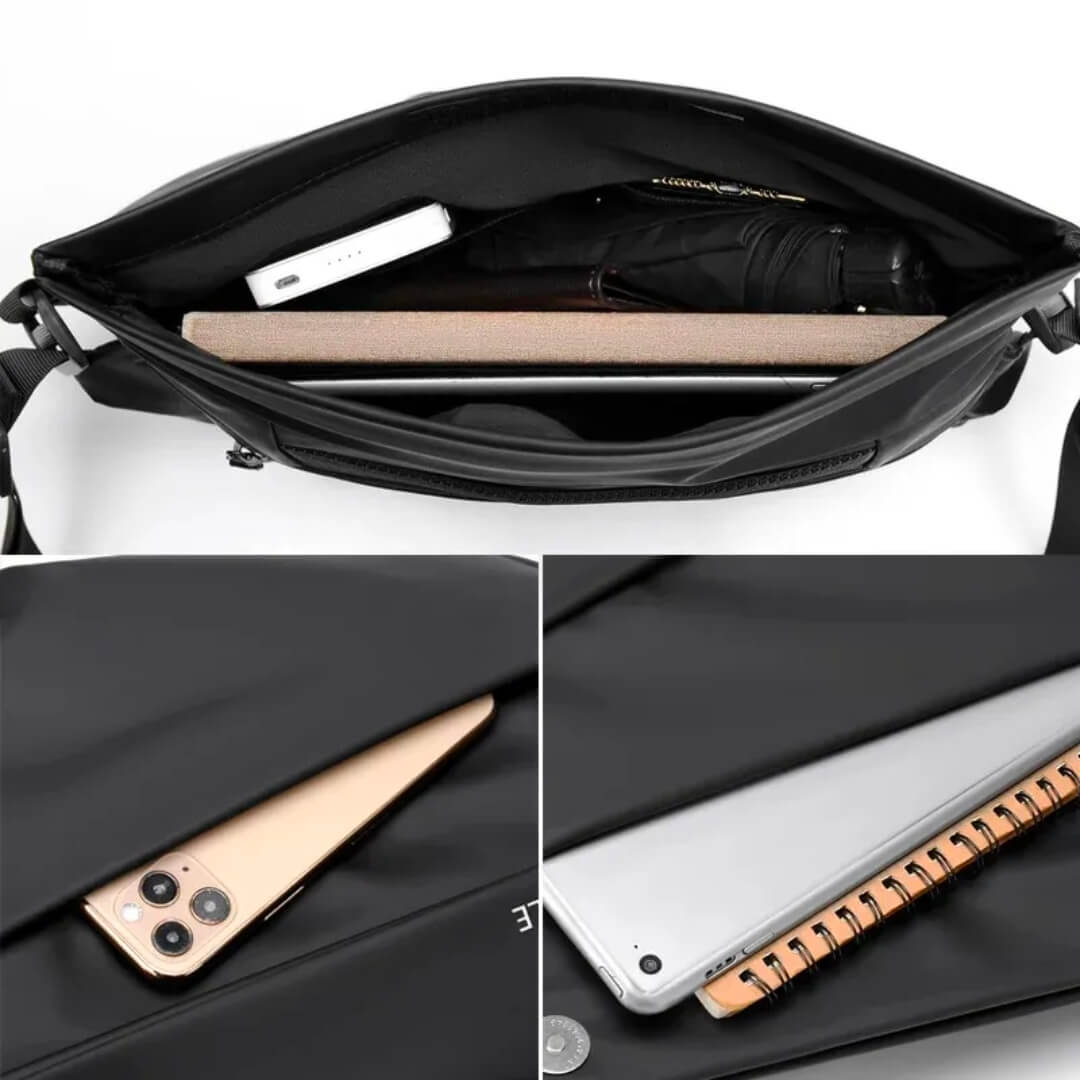 Men’s Waterproof Crossbody Sling Bag – Multi-Angle Design (Black)