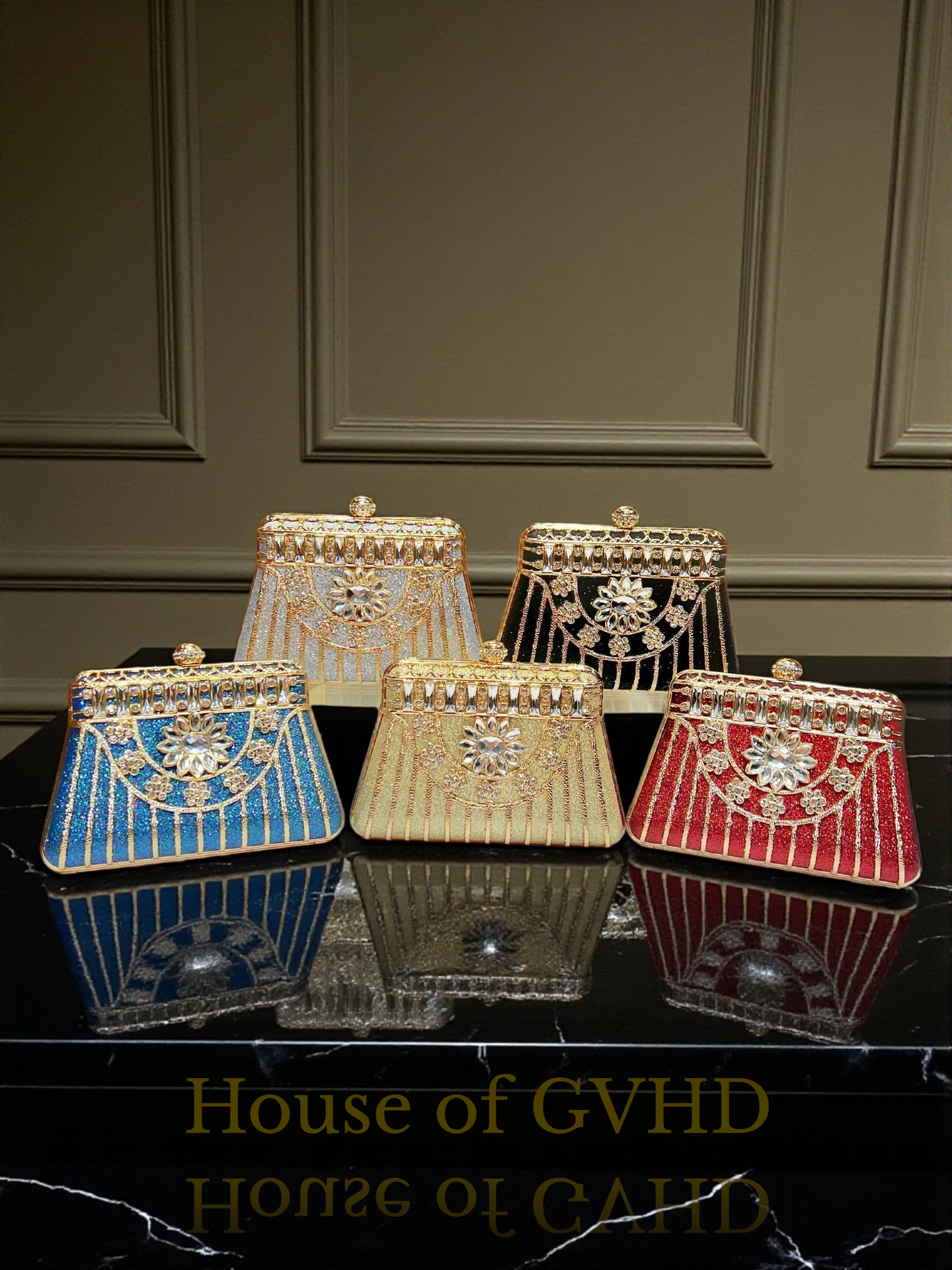 Silver & Gold Crystal Clutch – Elegant Evening Handbag with Jewel Embellishments