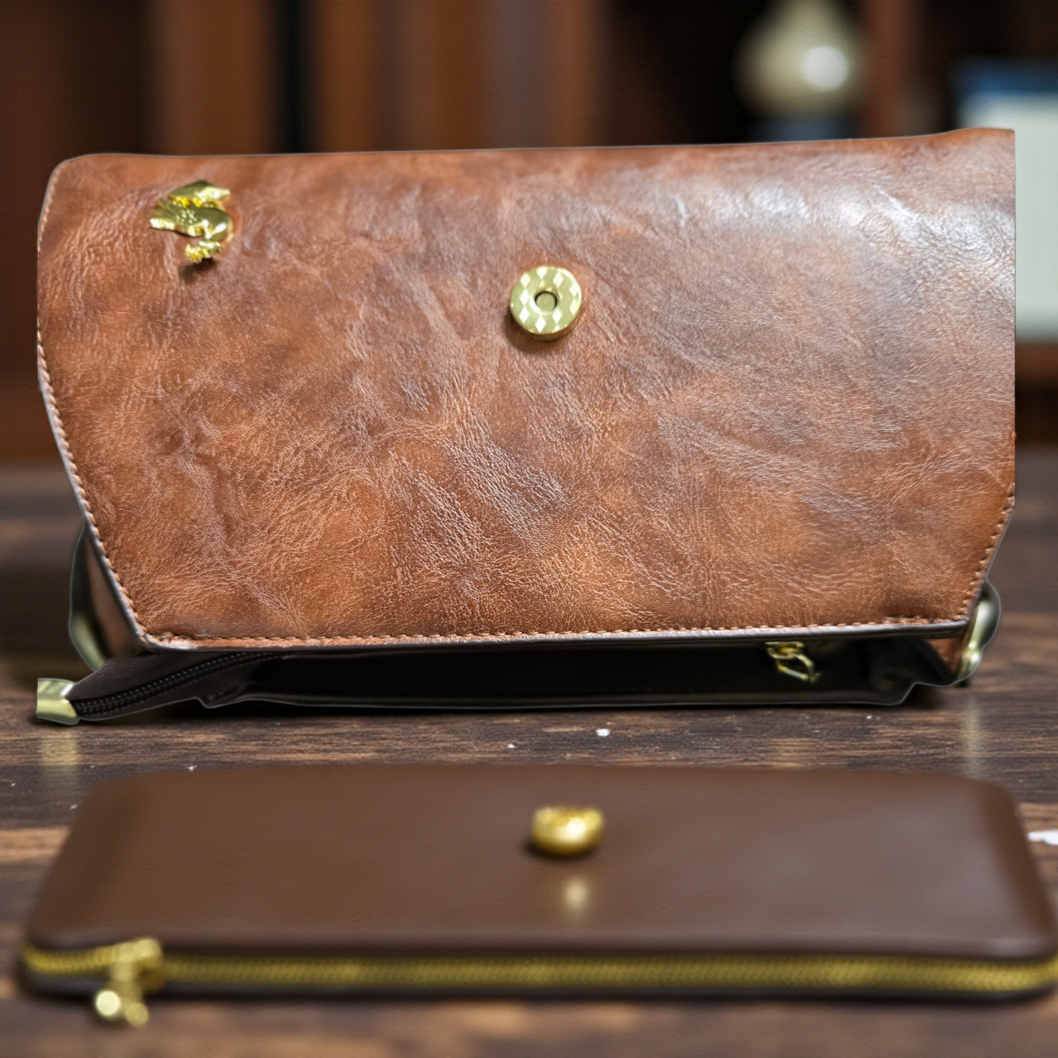 Vintage Floral Embossed Leather Handbag – Brown Top Handle & Crossbody