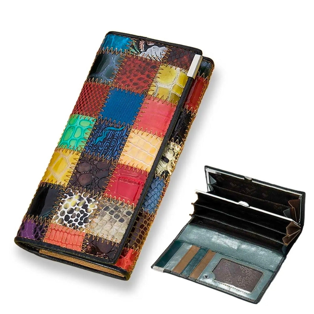 Genuine Leather Exotic Patchwork Wallet – Multicolor