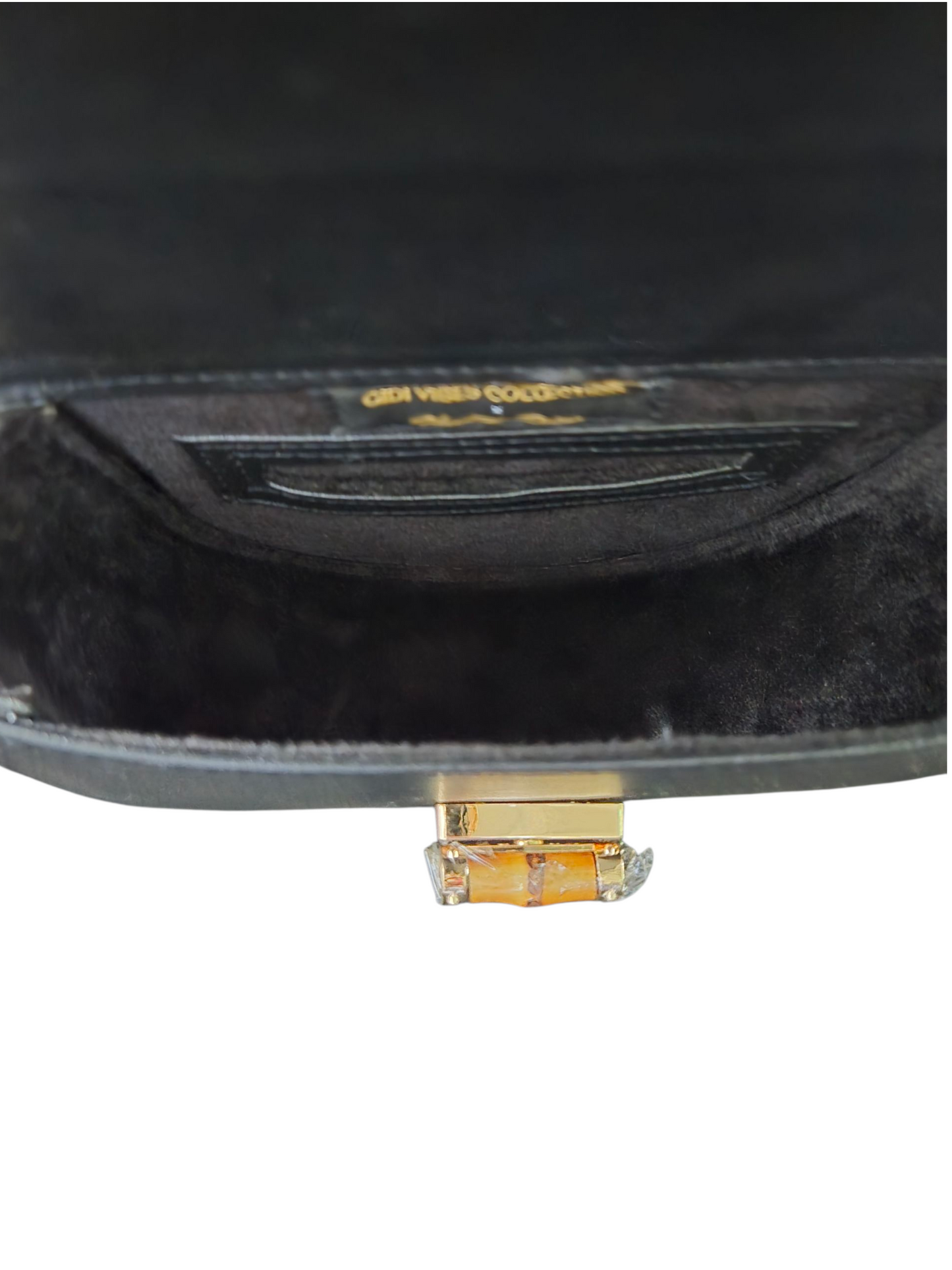 Black Bamboo Handle Half-Moon Bag – Elegant Leather Handbag by Gidi Vibes Woman