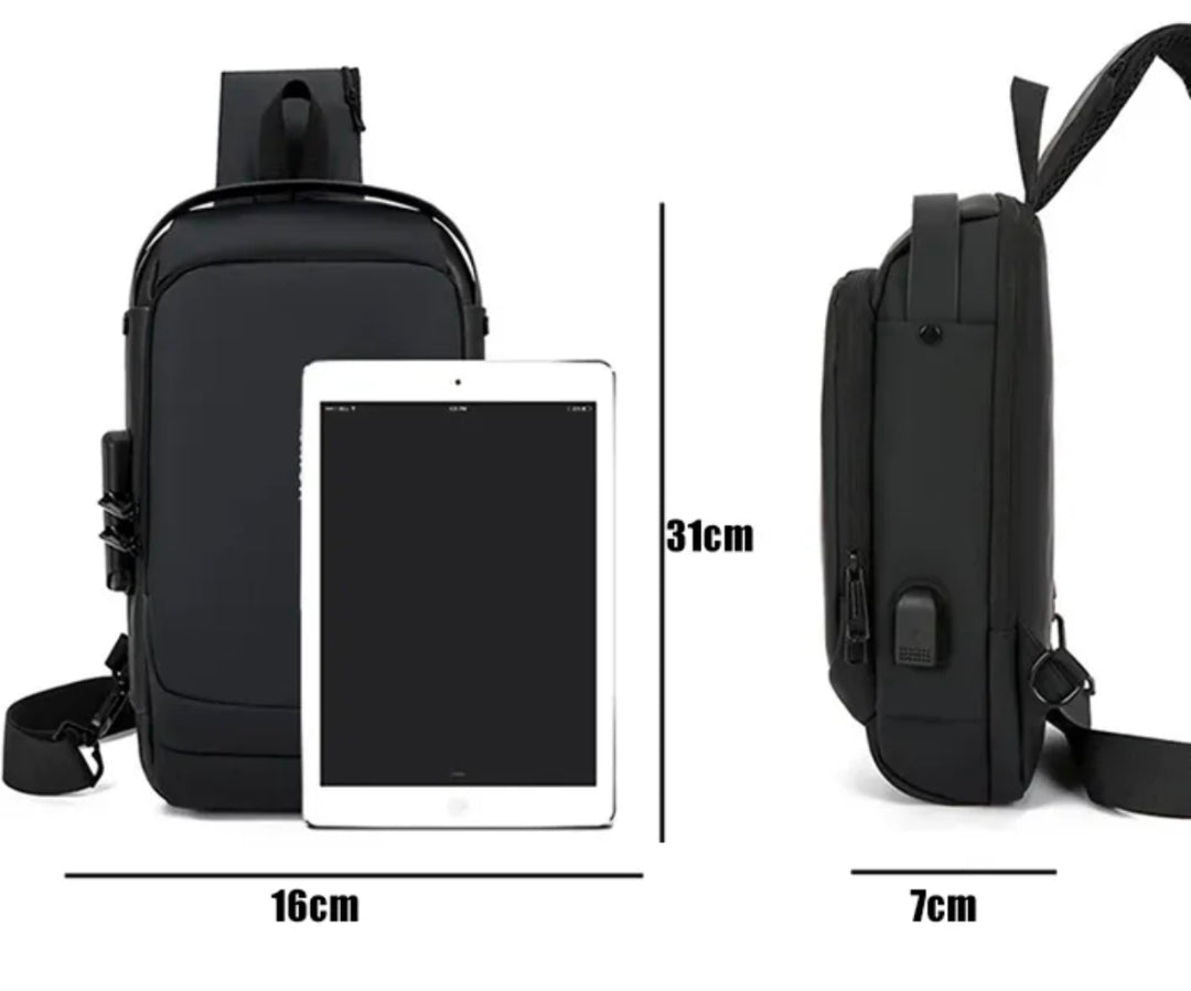 Men’s Anti-Theft USB Charging Crossbody Sling Backpack – Smart Travel Design