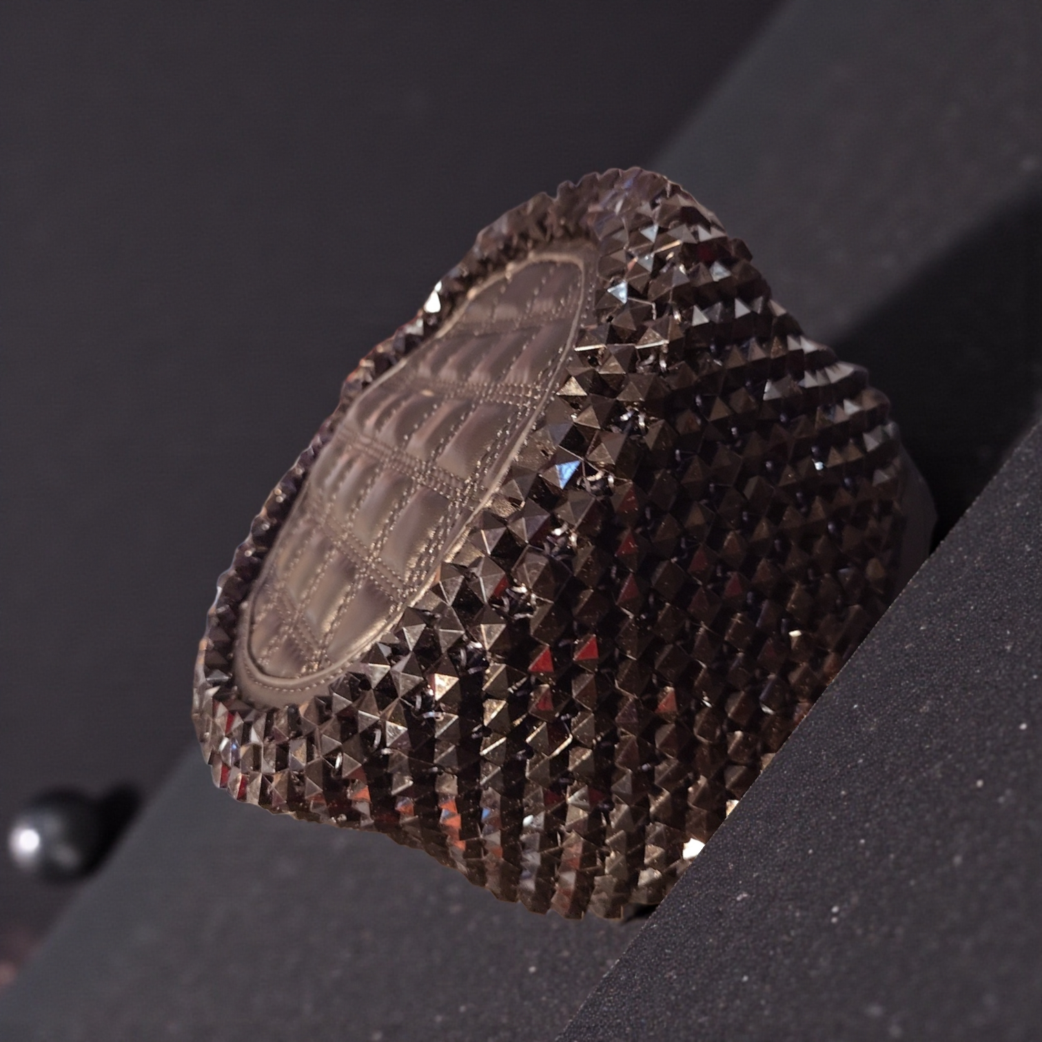 Midnight Studded Circle Bag | Luxury Quilted Statement Handbag by House of GVHD