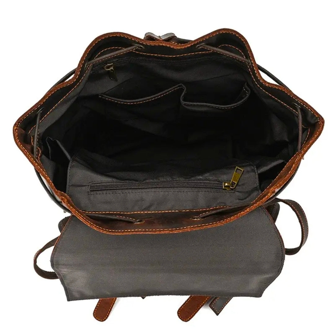 Men's Vintage Genuine Leather Backpack – Classic Brown, Black and Dark Brown Colors with Dual Front Pockets