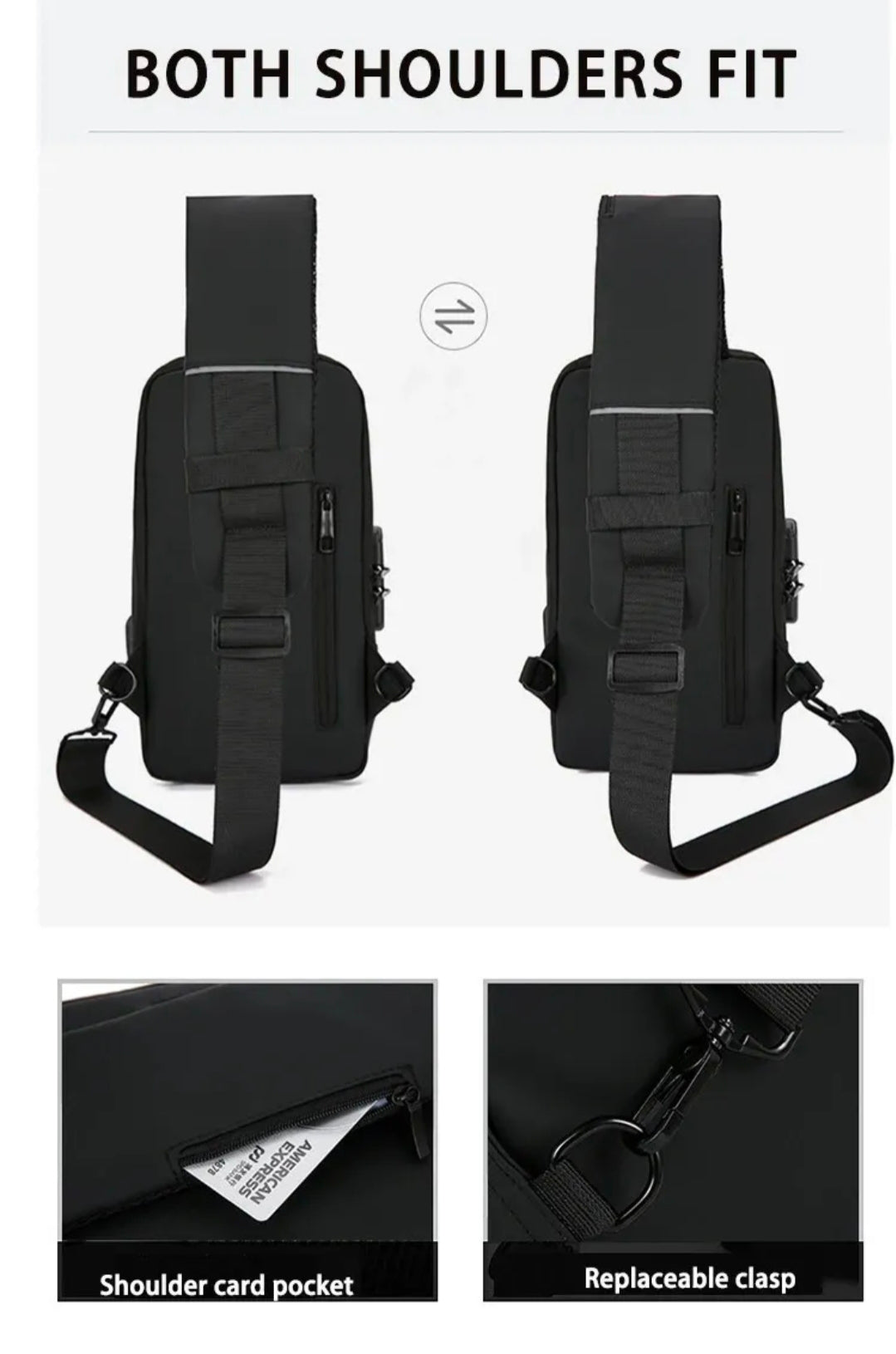 Men’s Anti-Theft USB Charging Crossbody Sling Backpack – Smart Travel Design