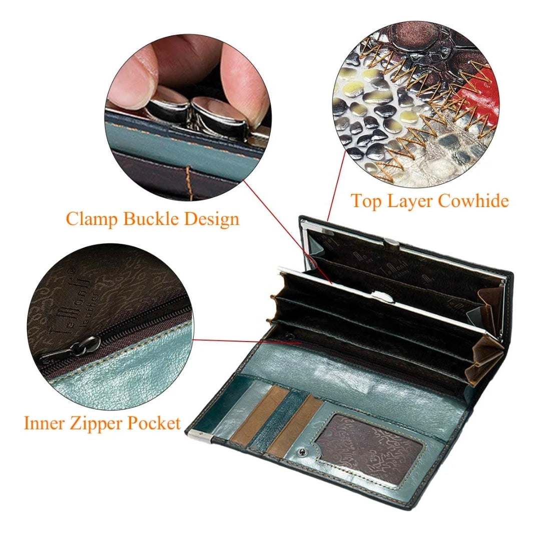 Genuine Leather Exotic Patchwork Wallet – Multicolor