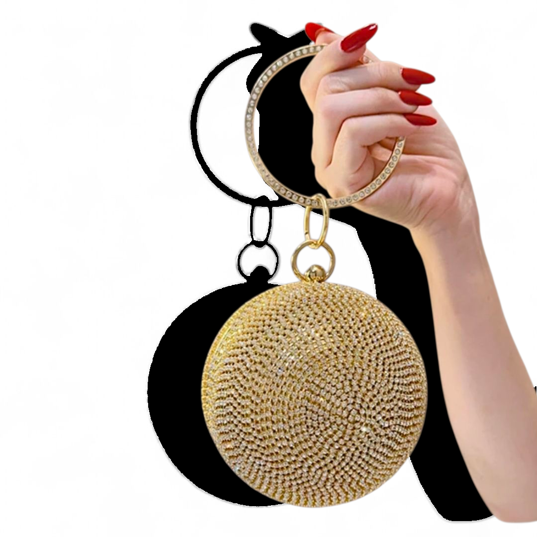 Galaxy Luxe Crystal Orb Clutch (Gold, Silver)