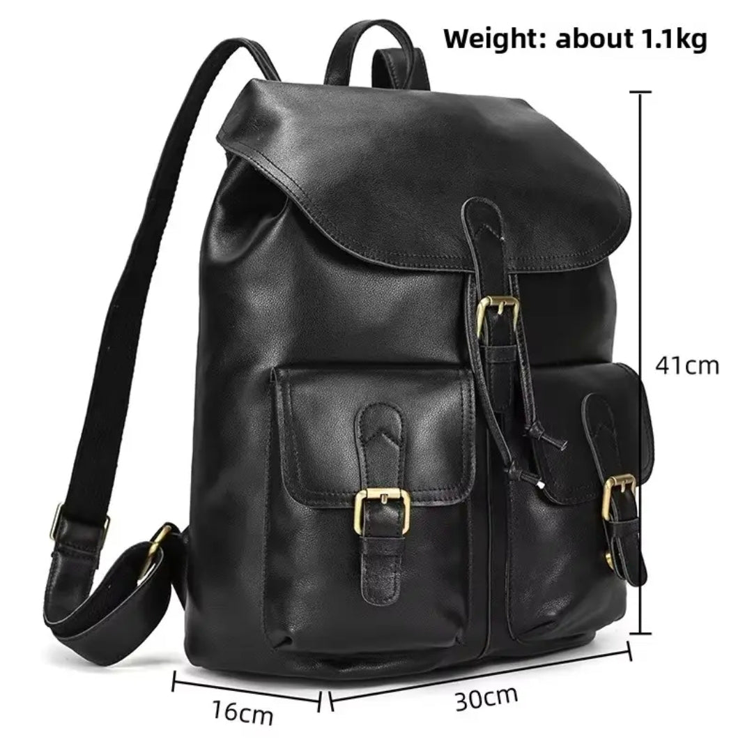 Men's Vintage Genuine Leather Backpack – Classic Brown, Black and Dark Brown Colors with Dual Front Pockets