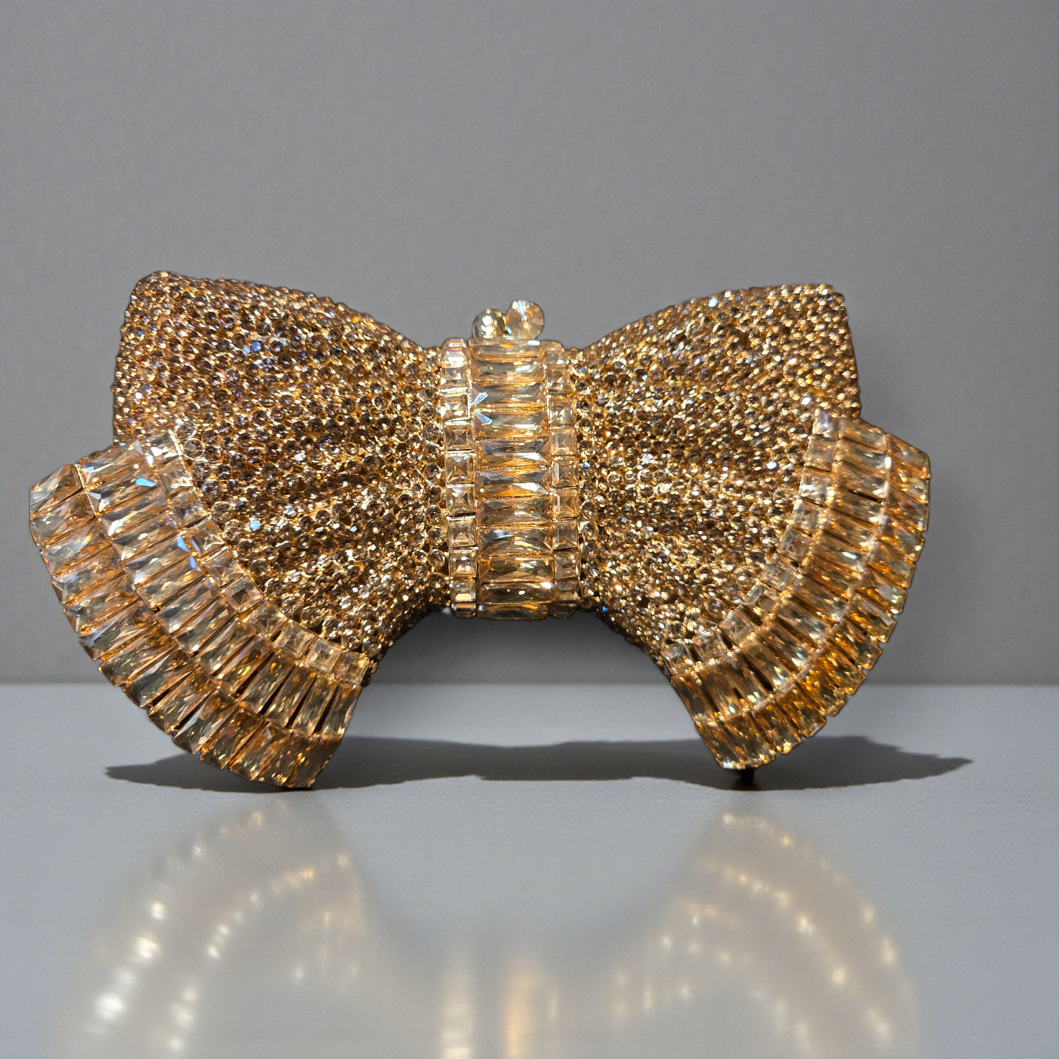 The Opulence Bow Crystal Clutch – Couture Statement Evening Bag