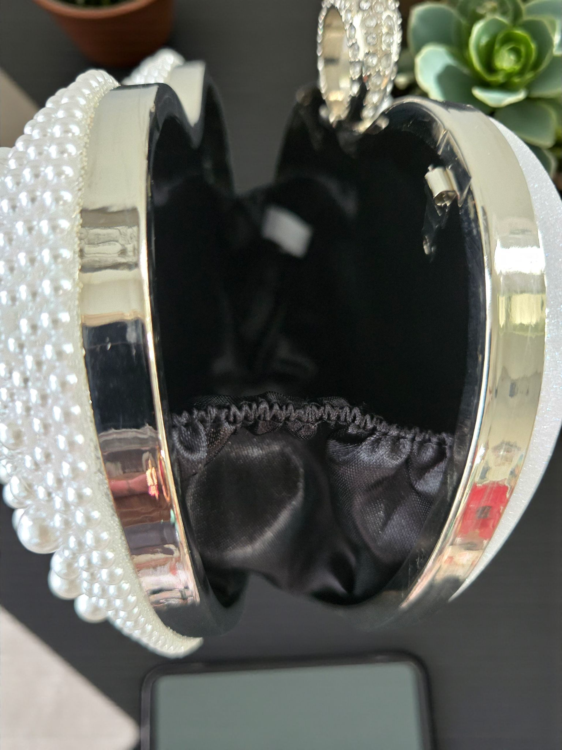 Bolso de mano de noche para novia de lujo con cuentas de perlas redondas