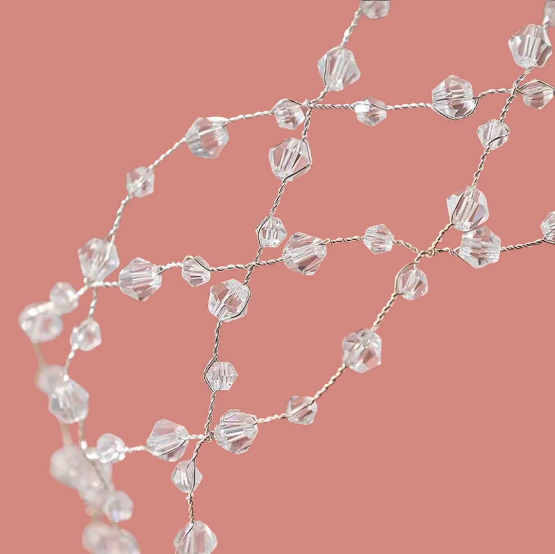Sheer Ribbon Crystal Headpiece – Lightweight Bridal & Bridesmaid Hair Accessory