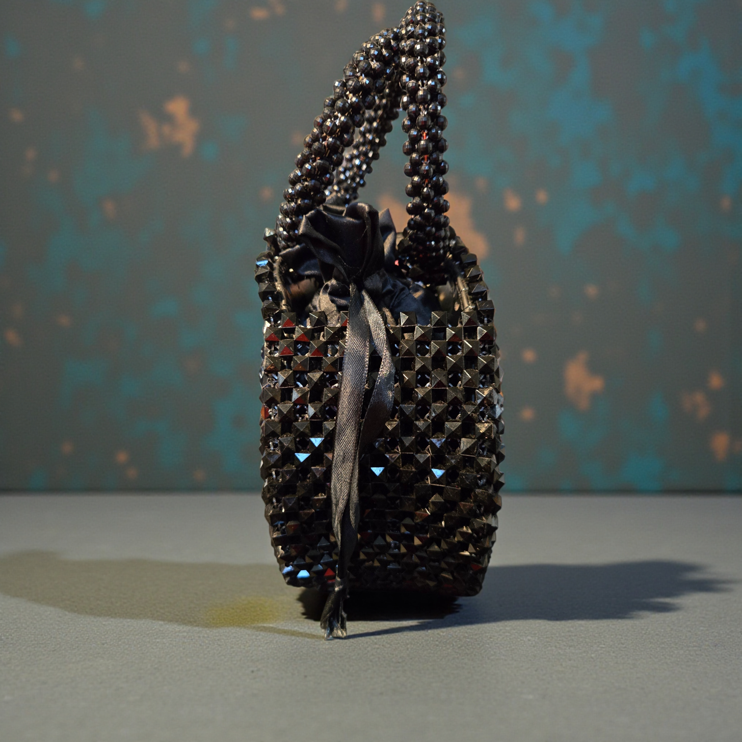 Midnight Studded Circle Bag | Luxury Quilted Statement Handbag by House of GVHD