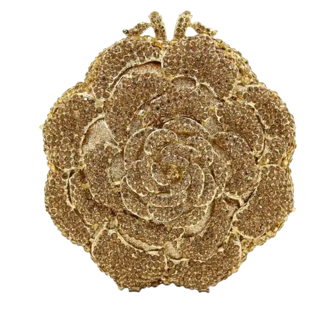 Crystal Rose Clutch – Luxury Floral Bridal Evening Bag
