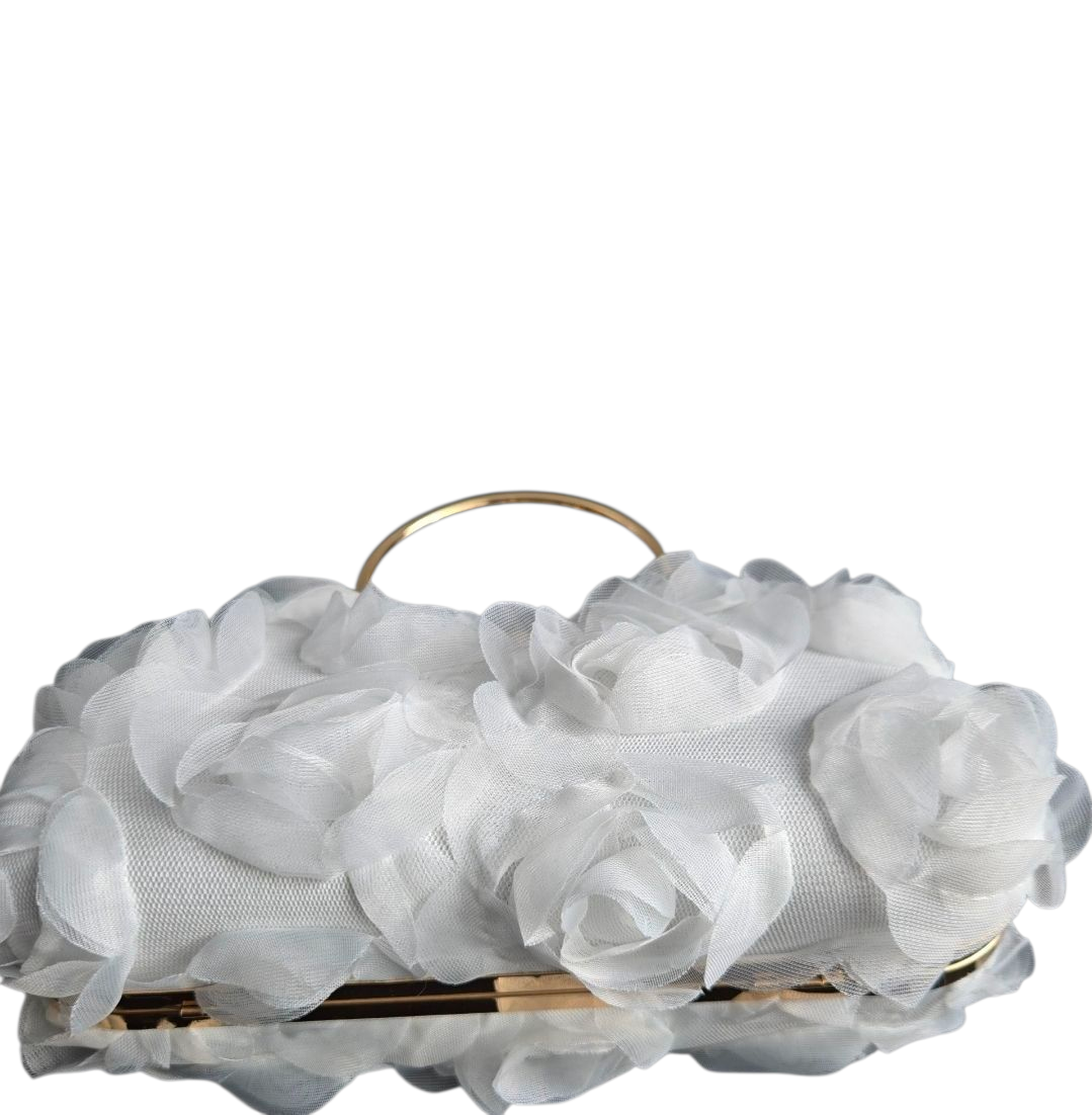 Rosabelle Bloom Handle Bag (Black, White)