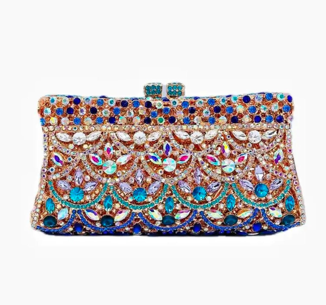 Celeste Royale Crystal Clutch – Hand-Embellished Evening Bag